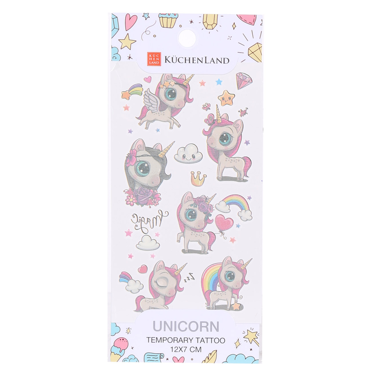 

Тату временная, 12х7 см, переводная, Маленький единорог, Unicorn