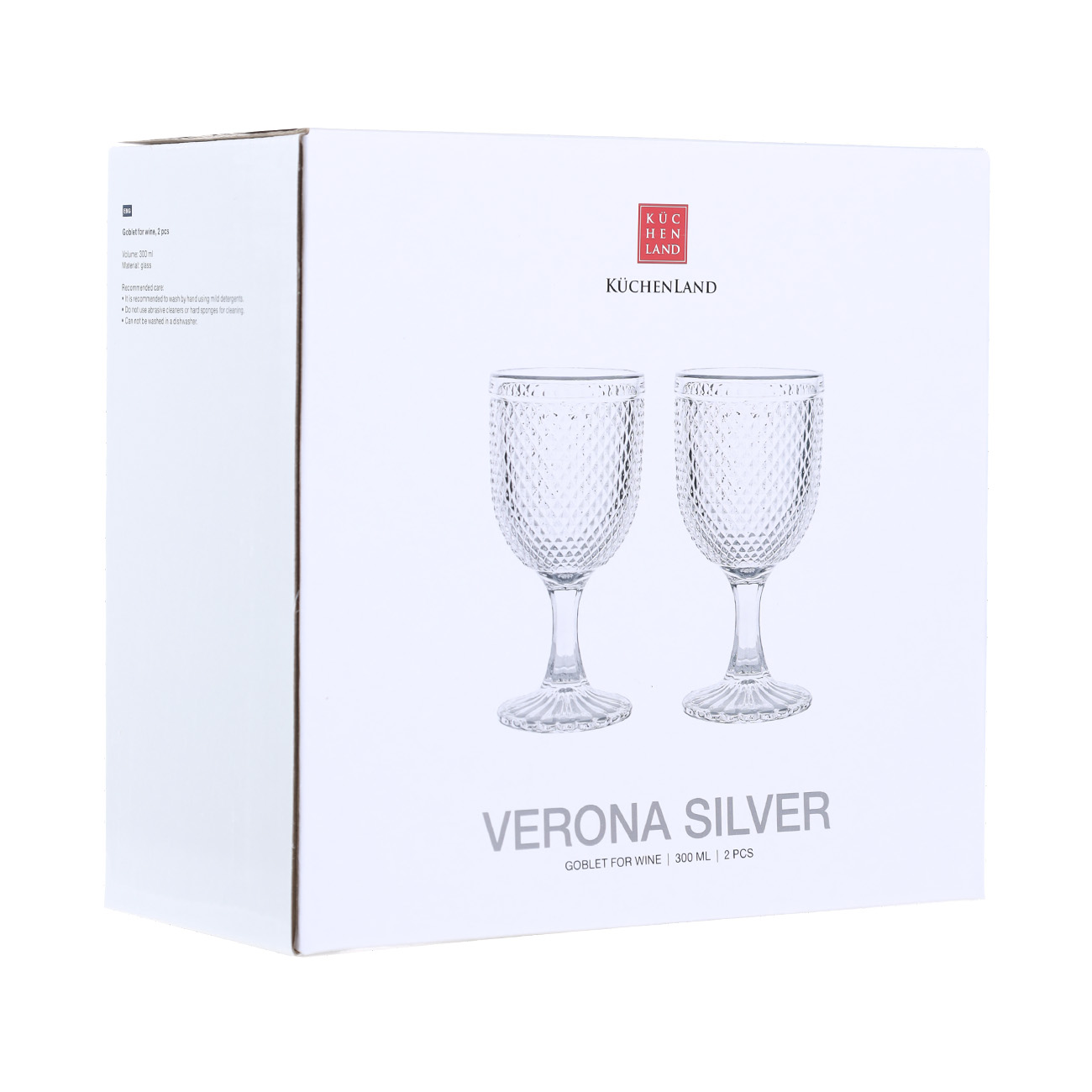 Бокал-кубок для вина, 300 мл, 2 шт, стекло Р, с серебристым кантом, Verona silver изображение № 2