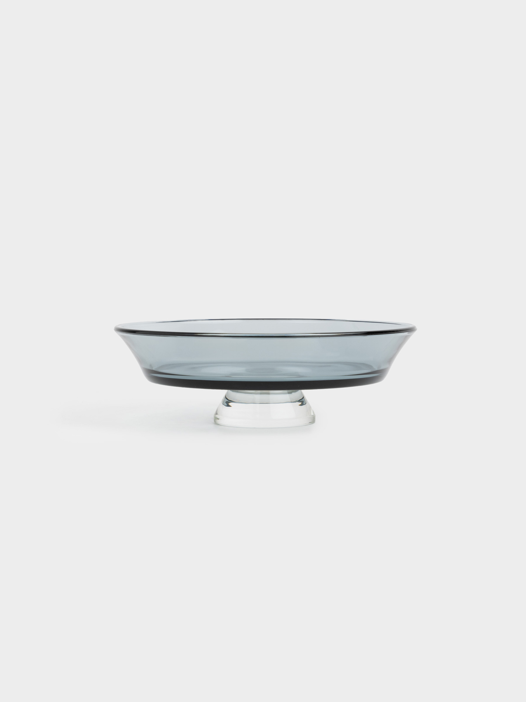 Блюдо на ножке, 20х7 см, стекло, серое, Clear grey, image-1