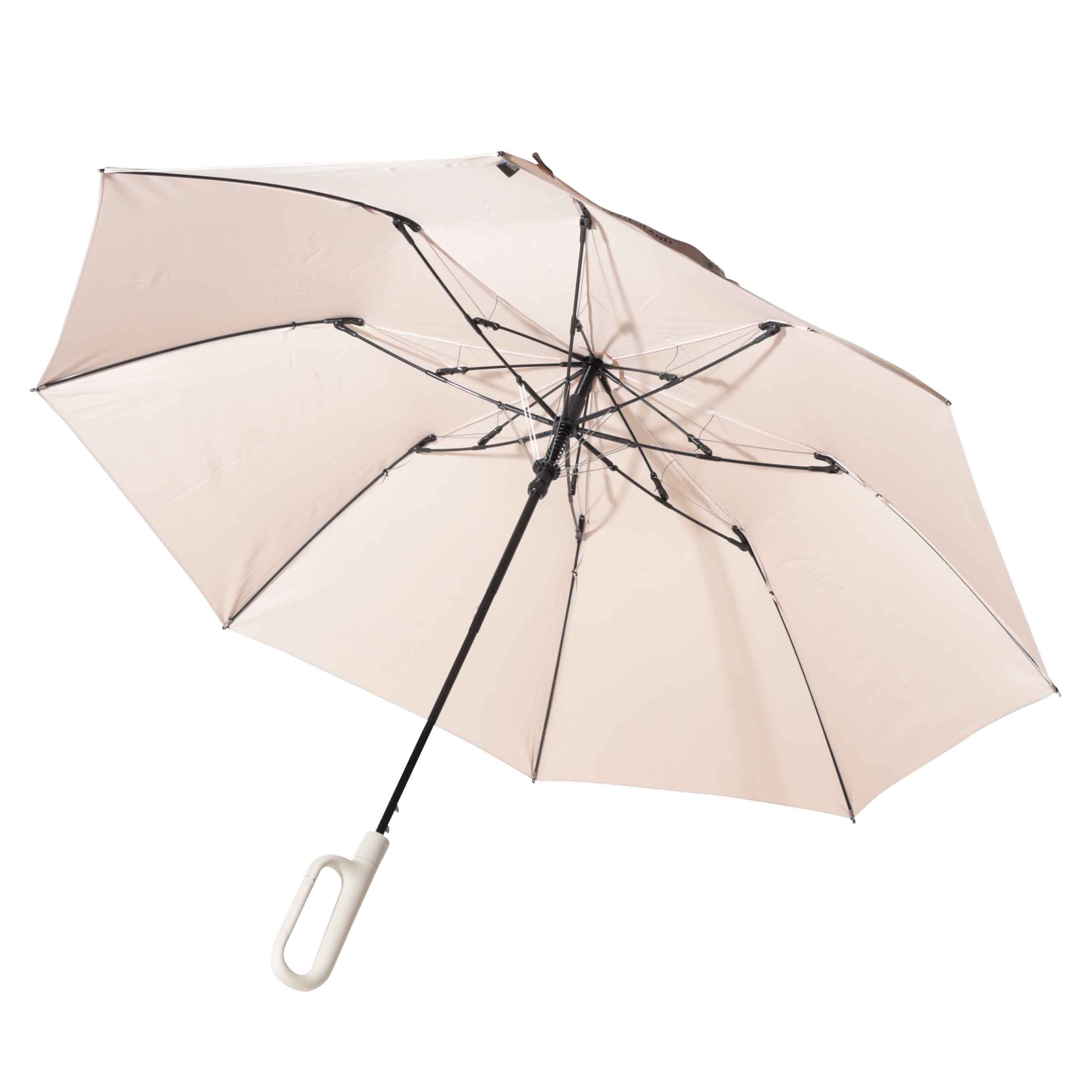 Зонт, 70 см, складной, полу-автоматический, с ручкой-карабином, эпонж, бежевый, Rainfall изображение № 2