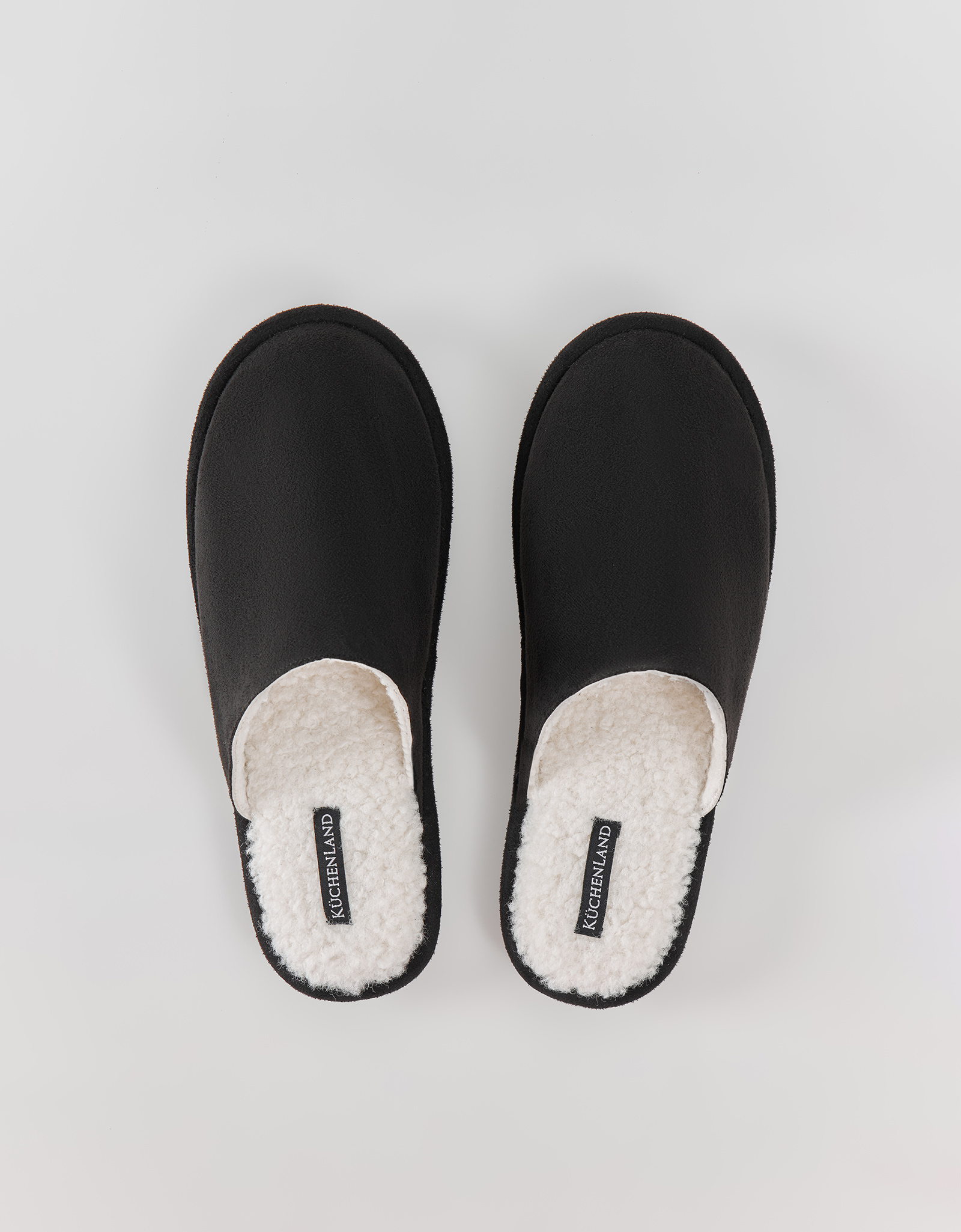 Тапочки мужские, домашние, вельвет/шерпа, черные, Statham, image-1