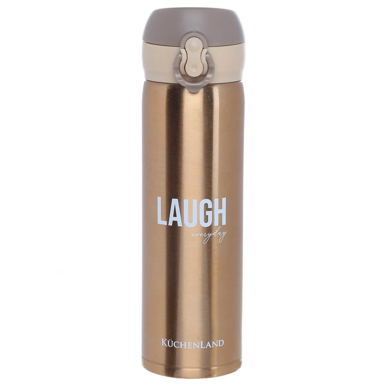 

Термокружка, 500 мл, сталь/пластик, золотистая, Laugh everyday, Light