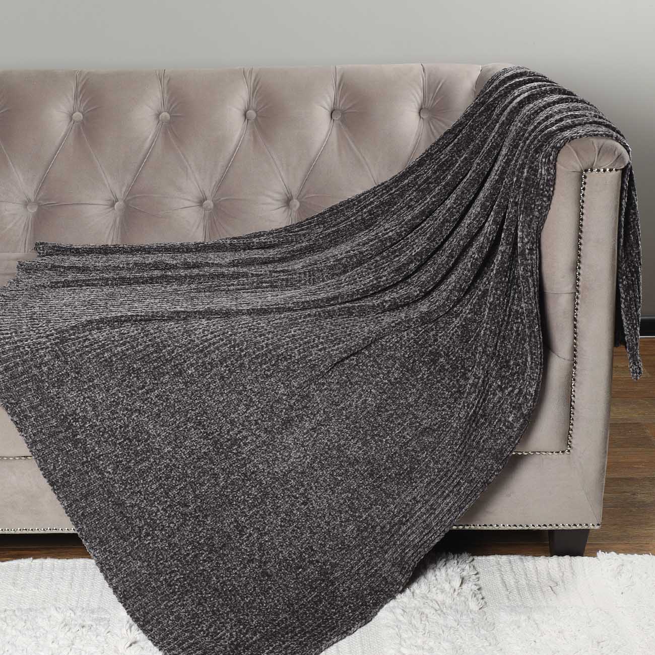 

Плед, 130х170 см, шенилл, темно-серый, Chenill