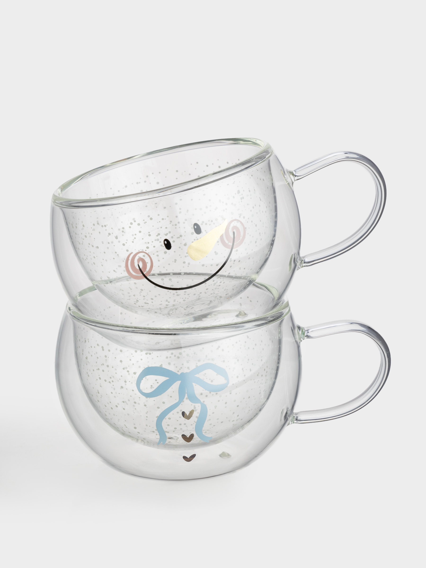 Кружка, 270 мл, 2 шт, стекло Б, перламутр, Снеговик, Air polar, image-0