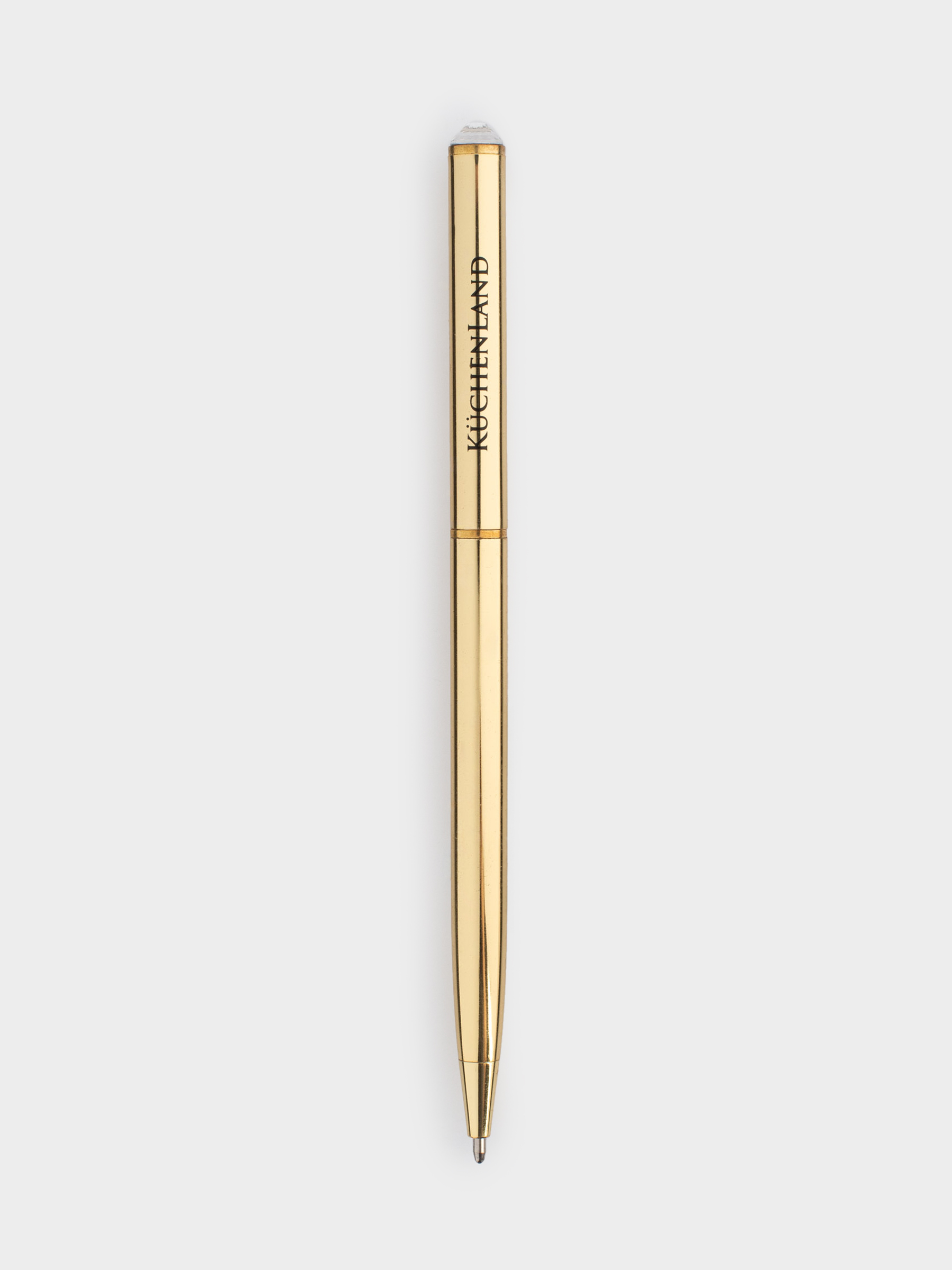 Ручка шариковая, 13 см, с кристаллом, металл, золотистая, Draw, image-1