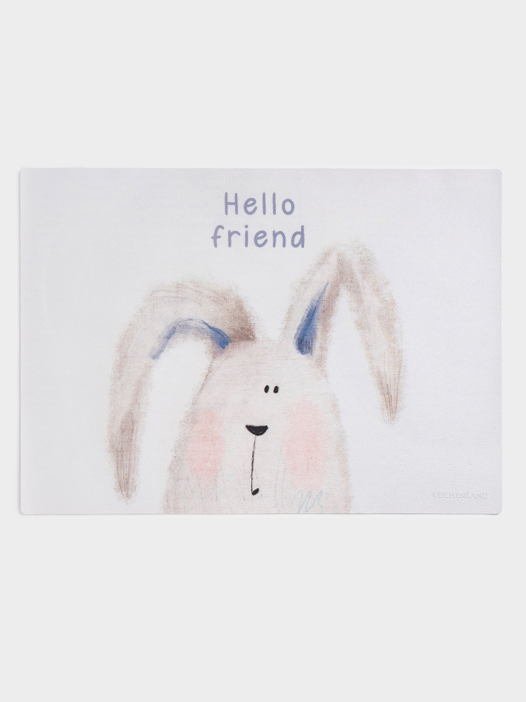 Салфетка под приборы, 33х46 см, ПВХ, прямоугольная, бело-голубая, Hello friend, Rock print, image-0