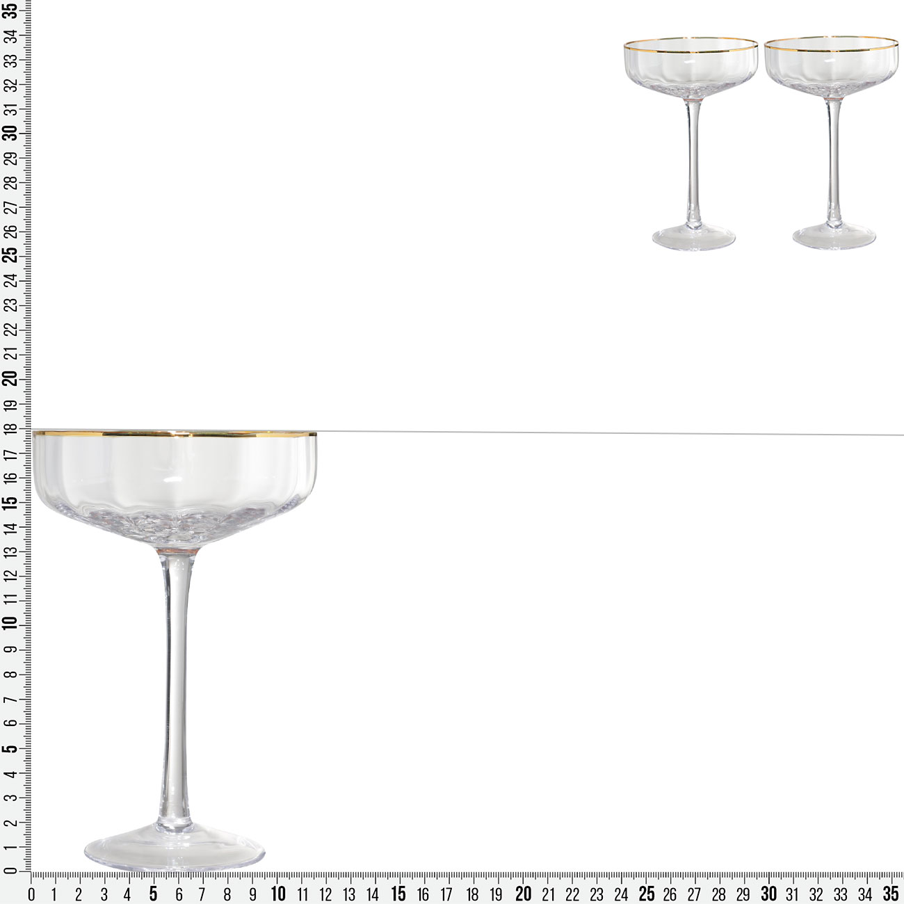 Бокал-креманка для шампанского, 330 мл, 2 шт, стекло Р, с золотистым кантом, Filo R gold изображение № 4