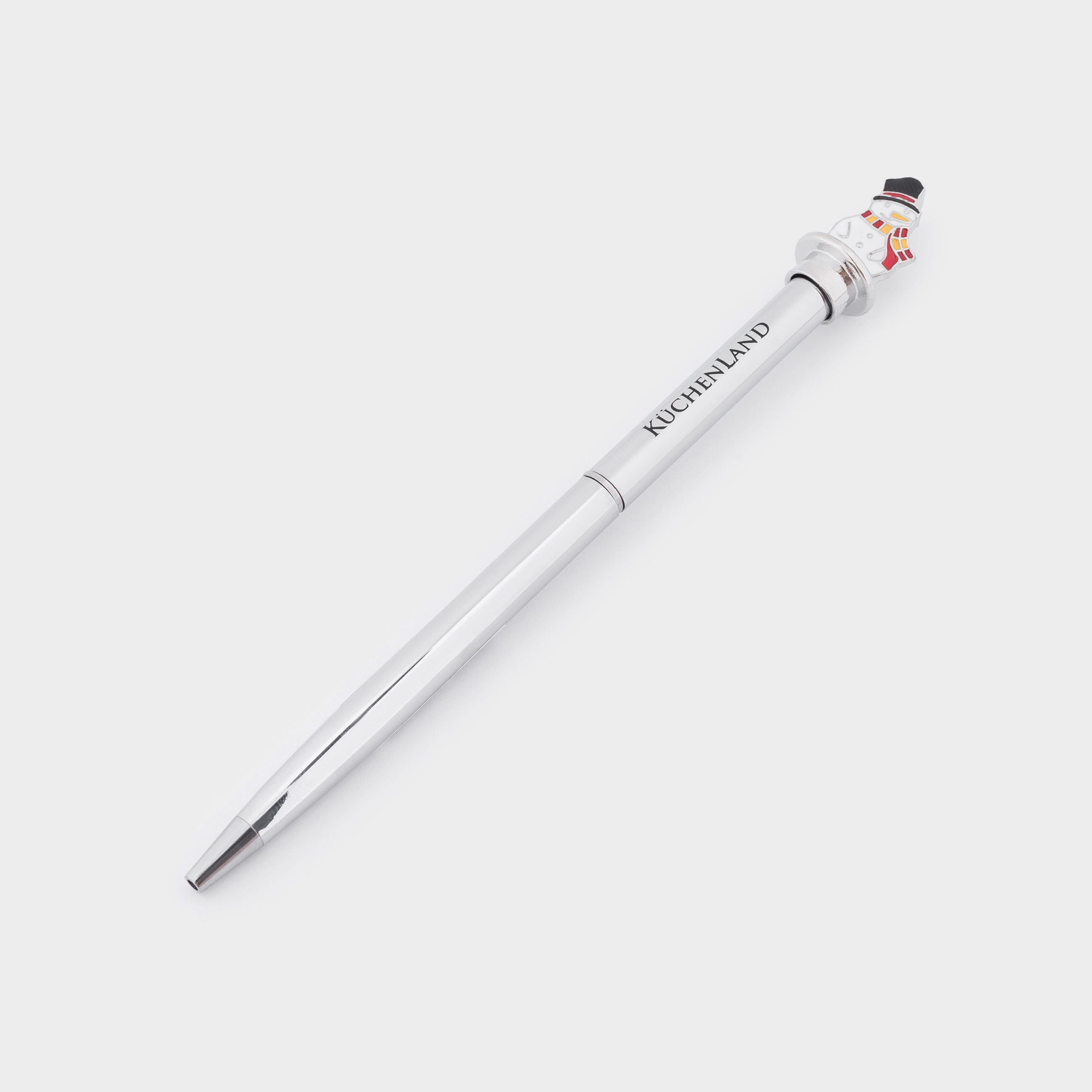 Ручка шариковая, 14 см, с фигуркой, сталь, серебристая, Снеговик, Draw figure