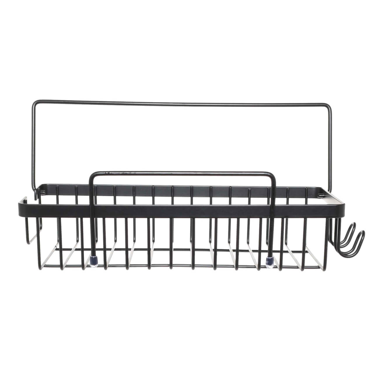 Полка-органайзер, 32х14 см, с крючками/подвесом, на липучке, металл, черная, Twist black изображение № 1