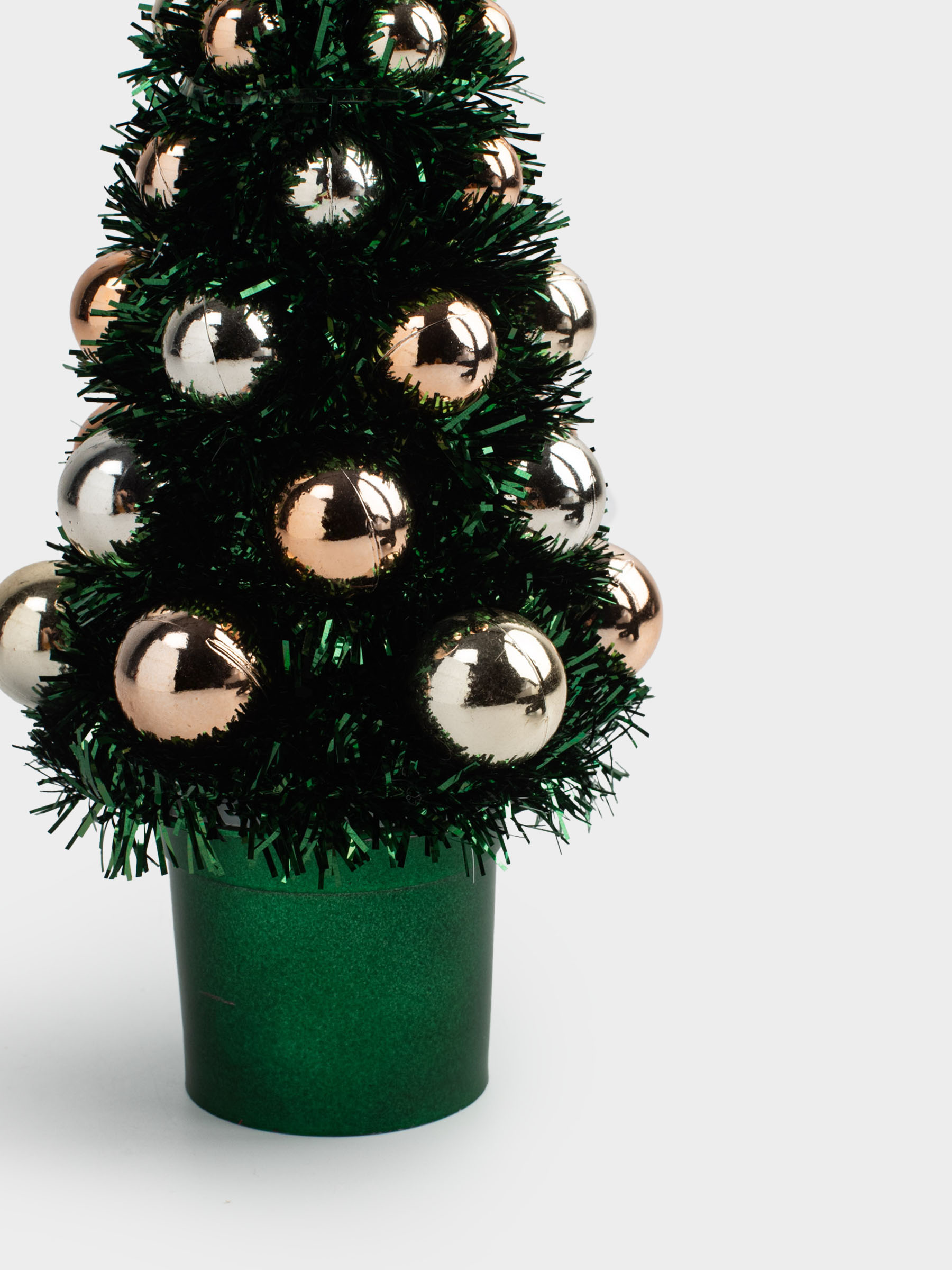 Ель искусственная, 21 см, мишура/пластик, зеленая, Ель с шарами, Tinsel christmas, image-3