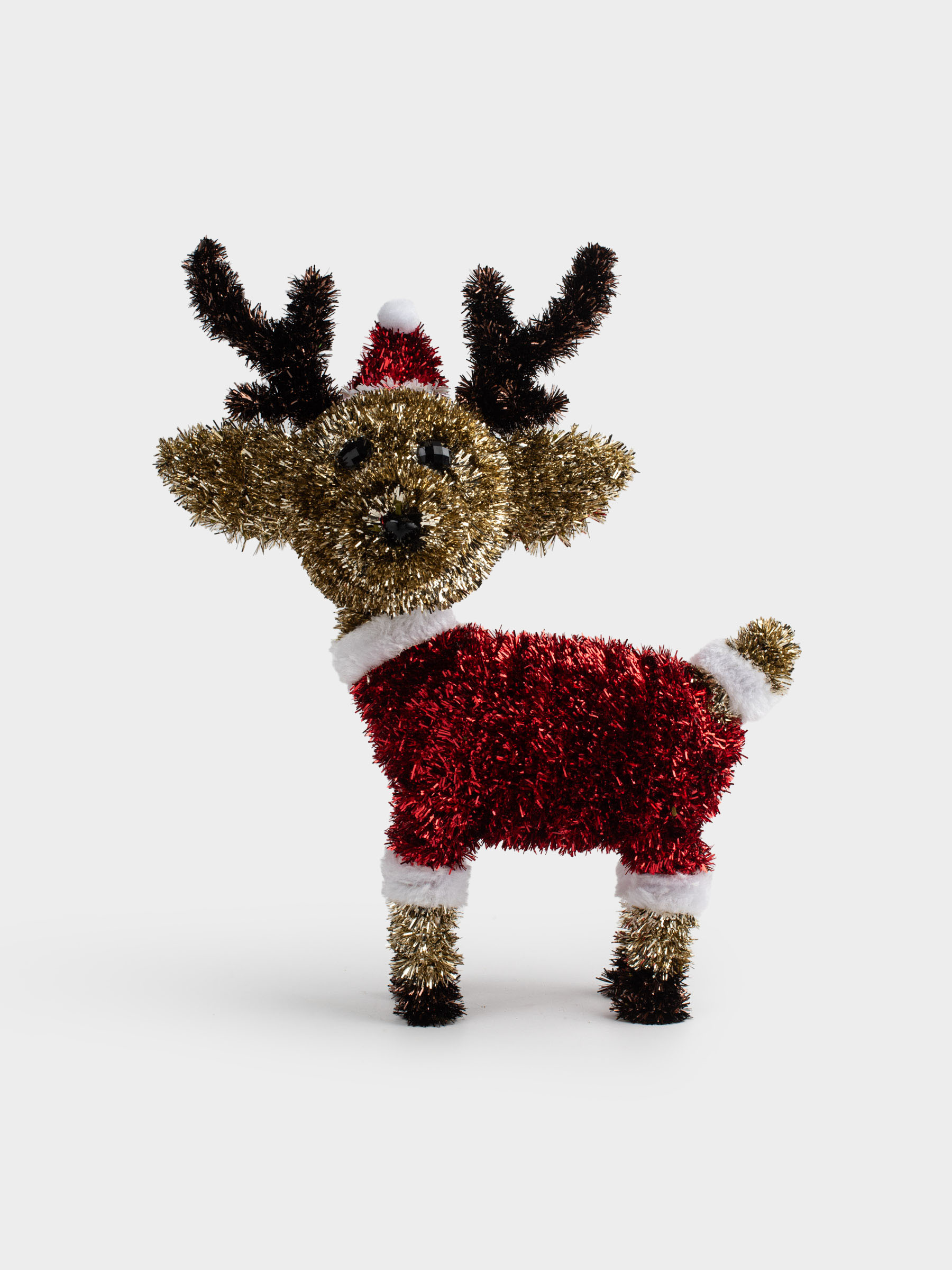 Статуэтка, 34 см, мишура/пластик, золотистая, Олень, Tinsel decor, image-1