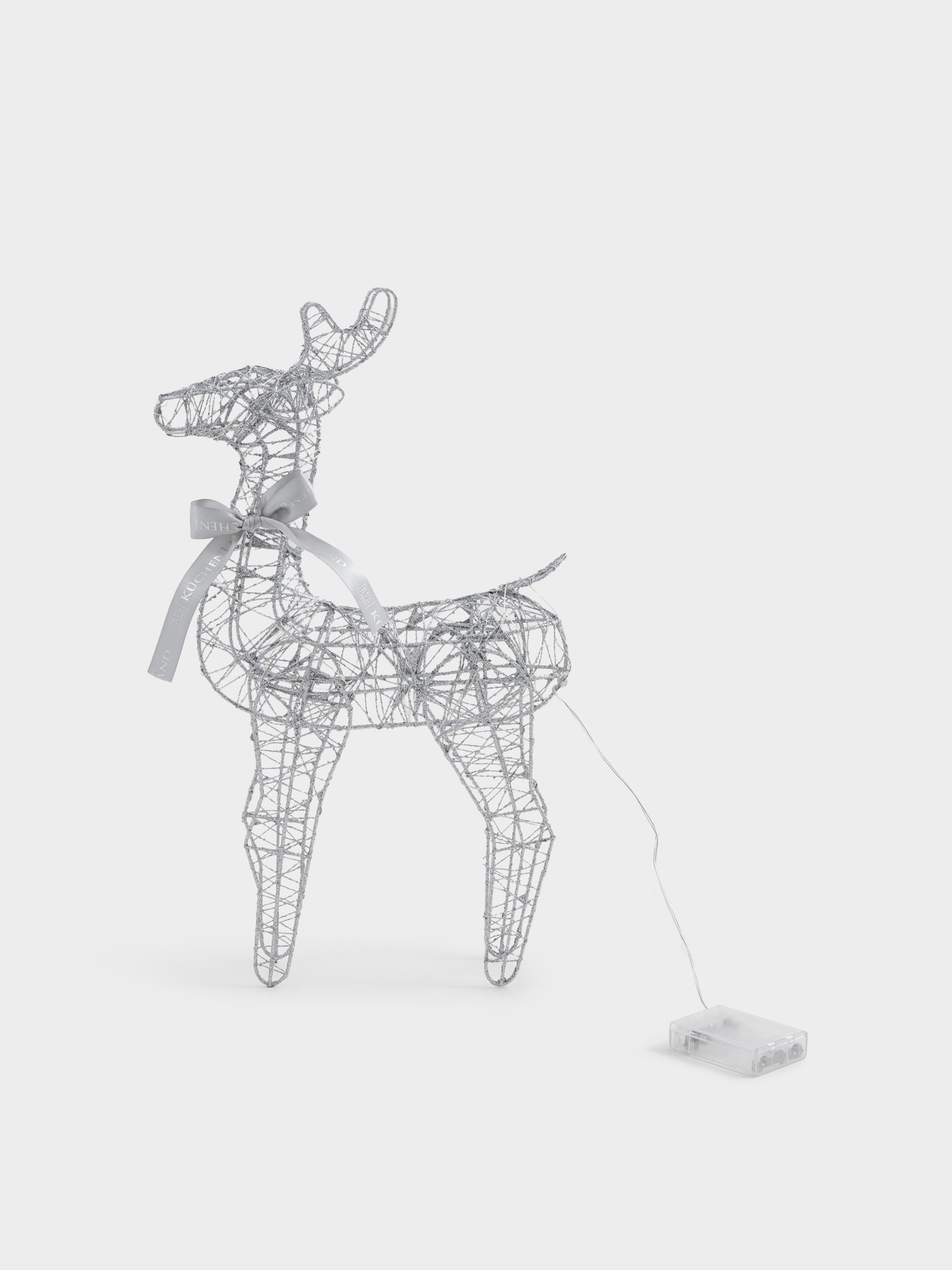 Статуэтка с подсветкой, 40 см, металл, серебристая, Олень, Deer sparks, image-4