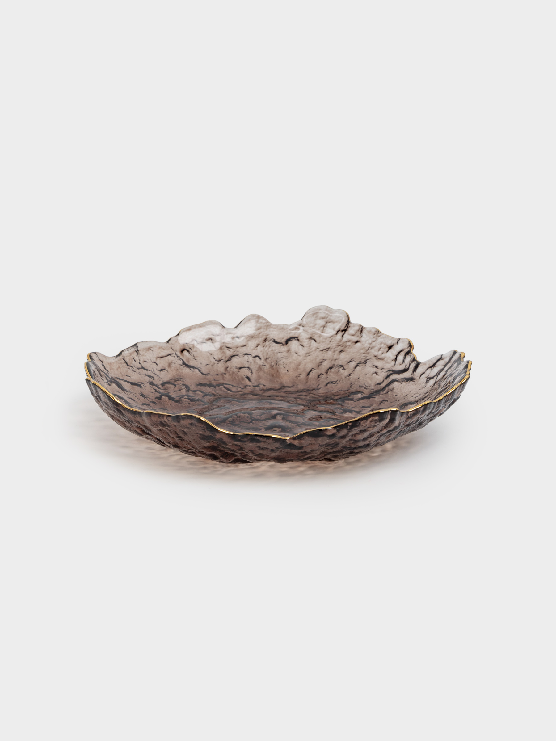 Блюдо, 25х3 см, стекло, коричневое, с золотистым кантом, Nautilus color, image-0