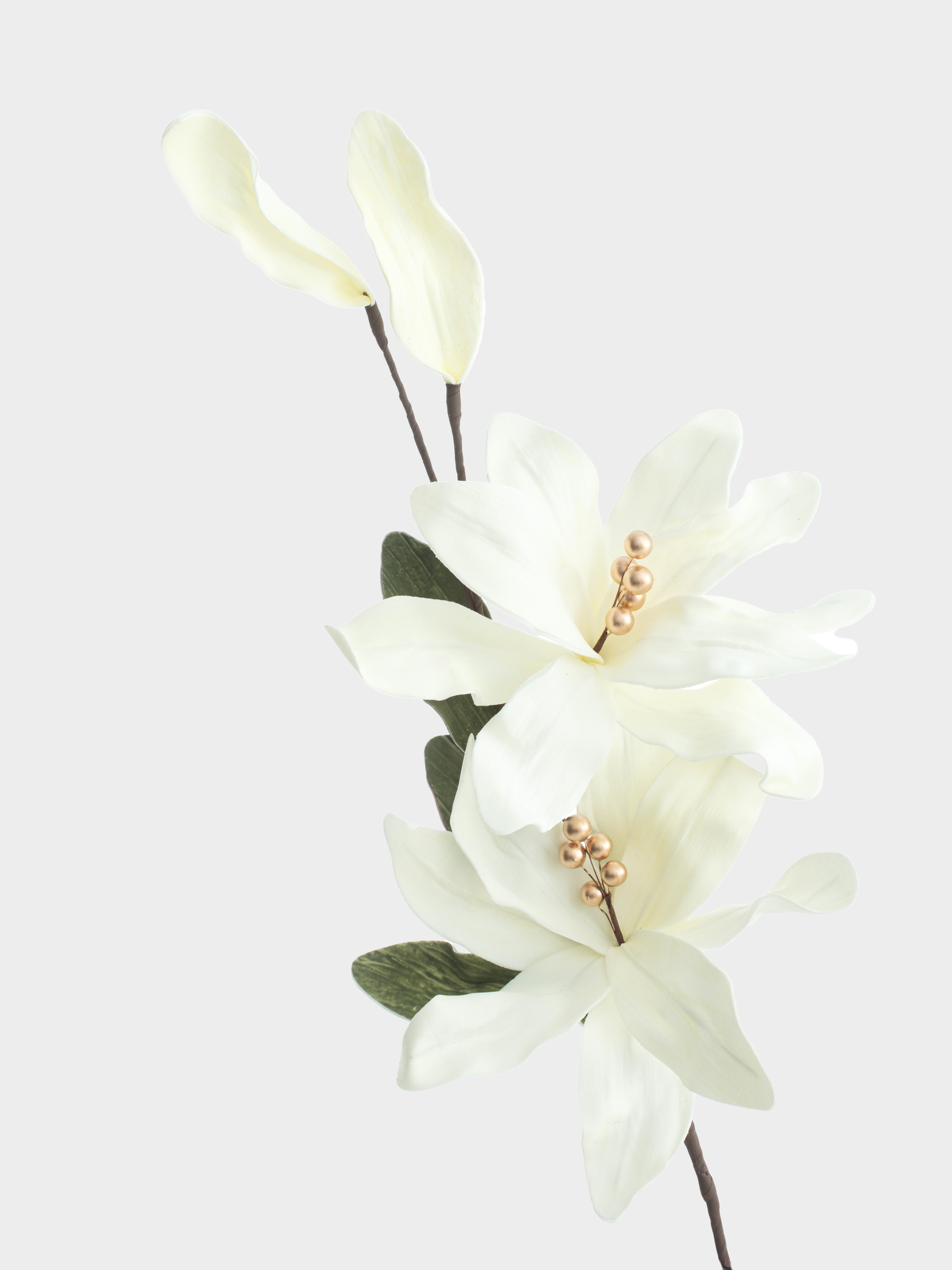 Ветка декоративная, 90 см, пластик/пенопласт, Молочная магнолия, Magnolia, image-1