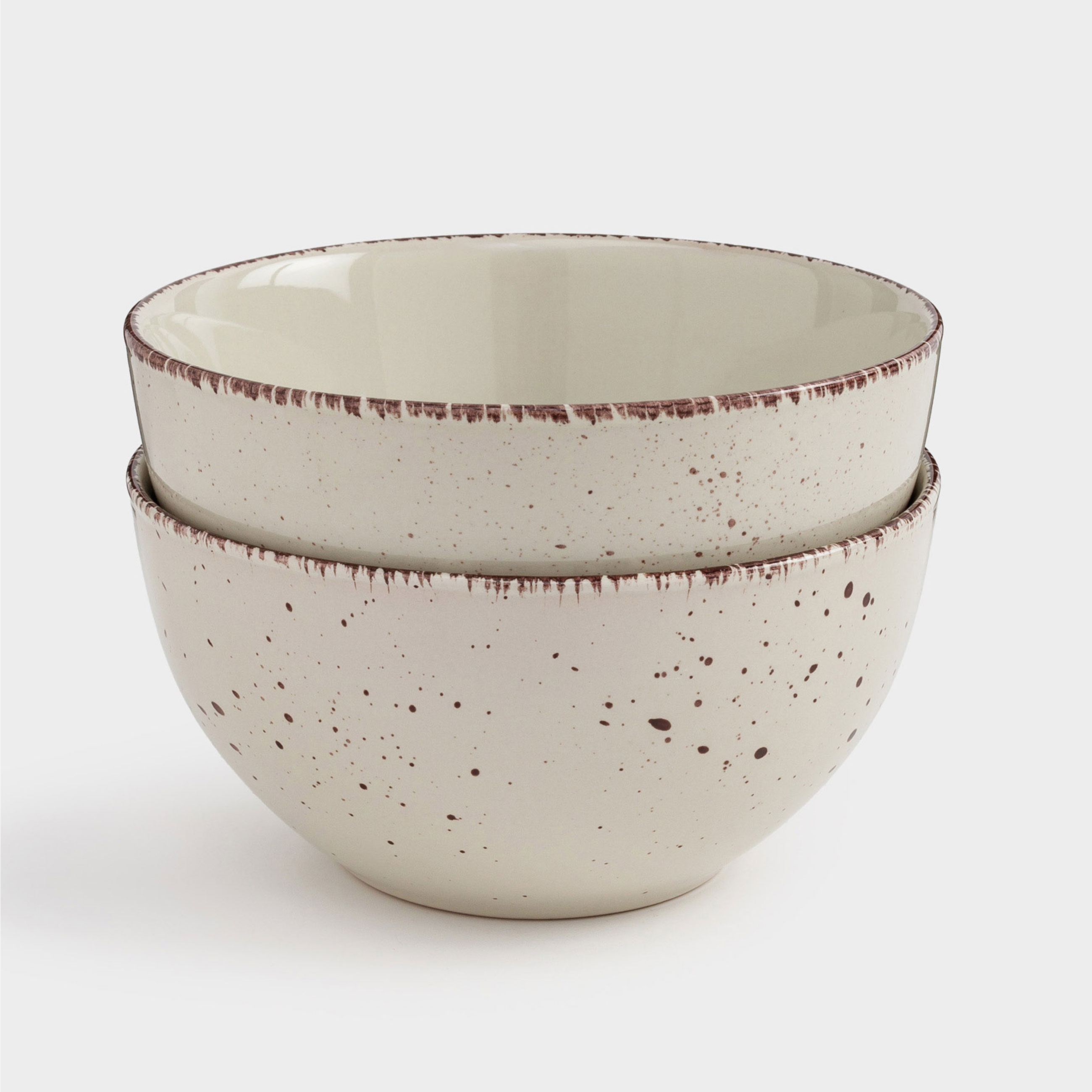 Тарелка суповая 14х7 см 2 шт керамика бежевая в крапинку Speckled 990₽