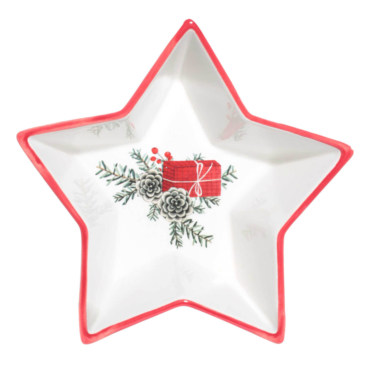 

Блюдо глубокое, 17х16 см, керамика, Звезда, Подарок и шишки, Christmas tree