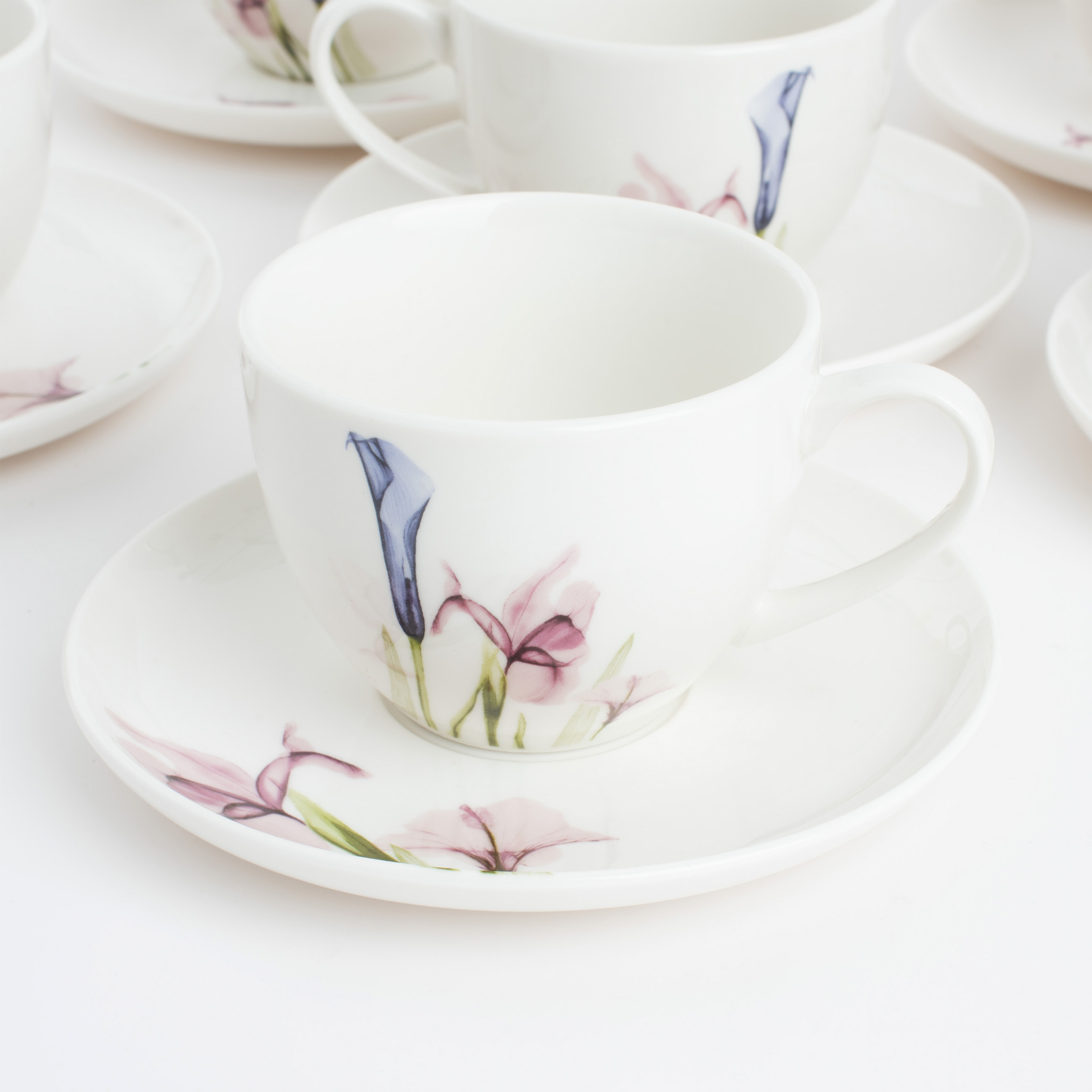 Пара чайная, 6 перс, 12 пр, 220 мл, фарфор N, белая, Пастельные цветы, Pastel flowers изображение № 4