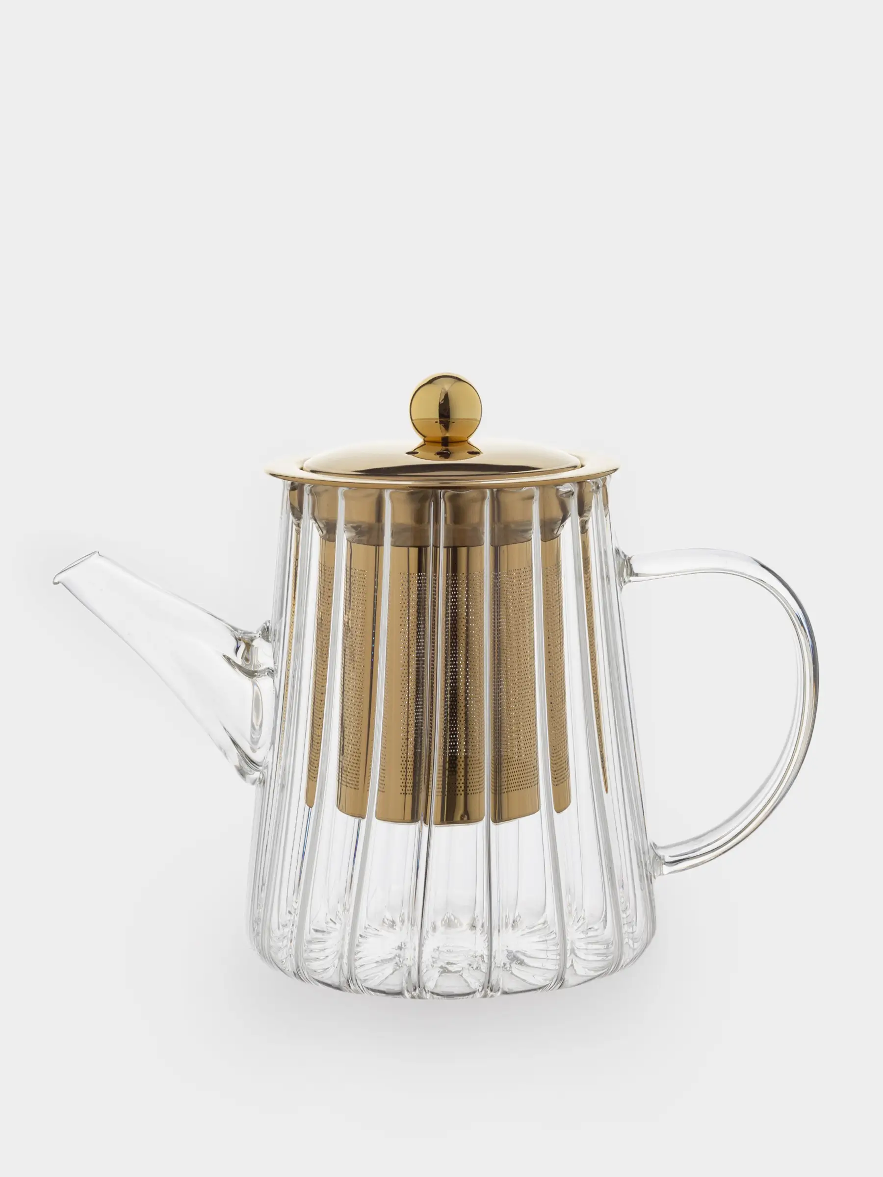 Чайник заварочный, 600 мл, стекло Б/сталь, золотистый, Camellia gold