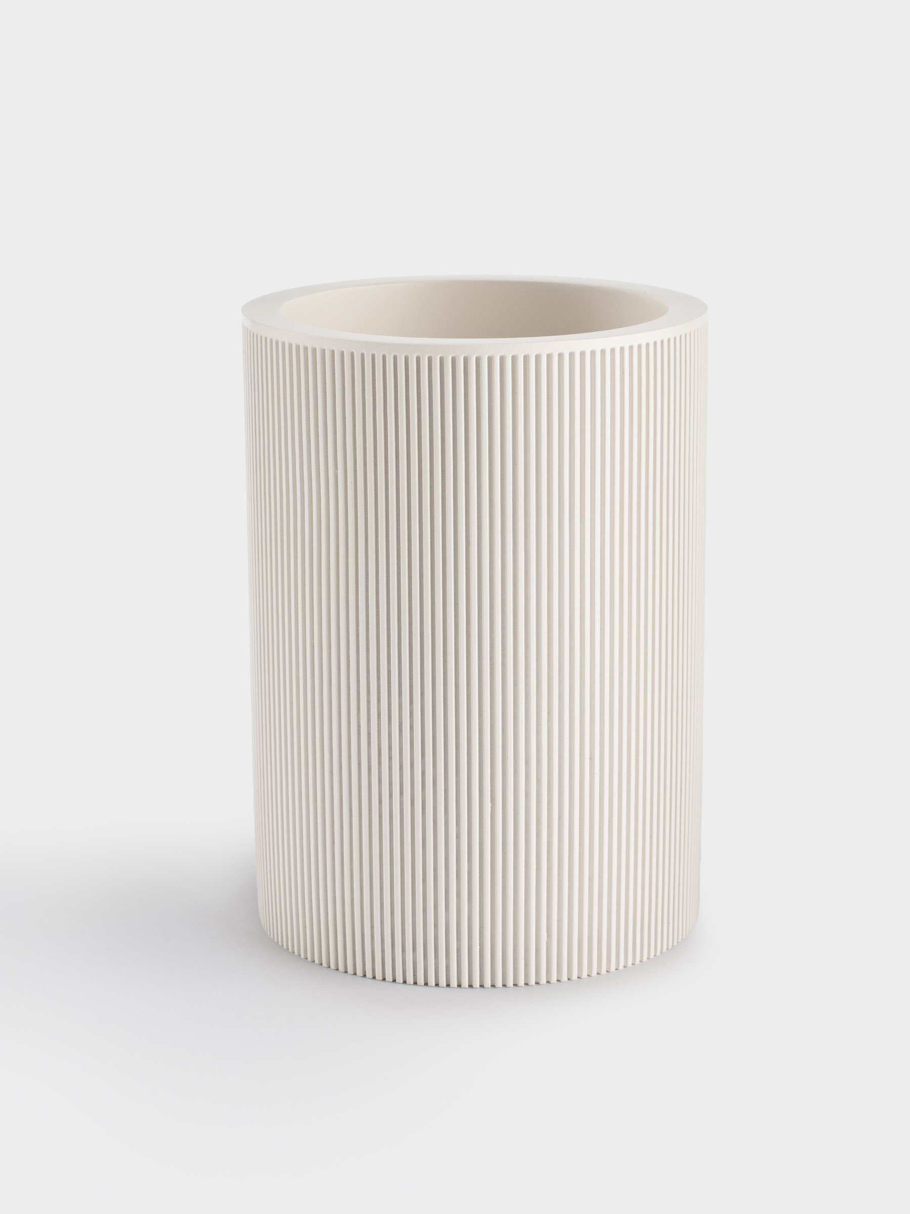 Стакан для ванной комнаты, 10 см, полирезин, молочный, White stripes, image-0
