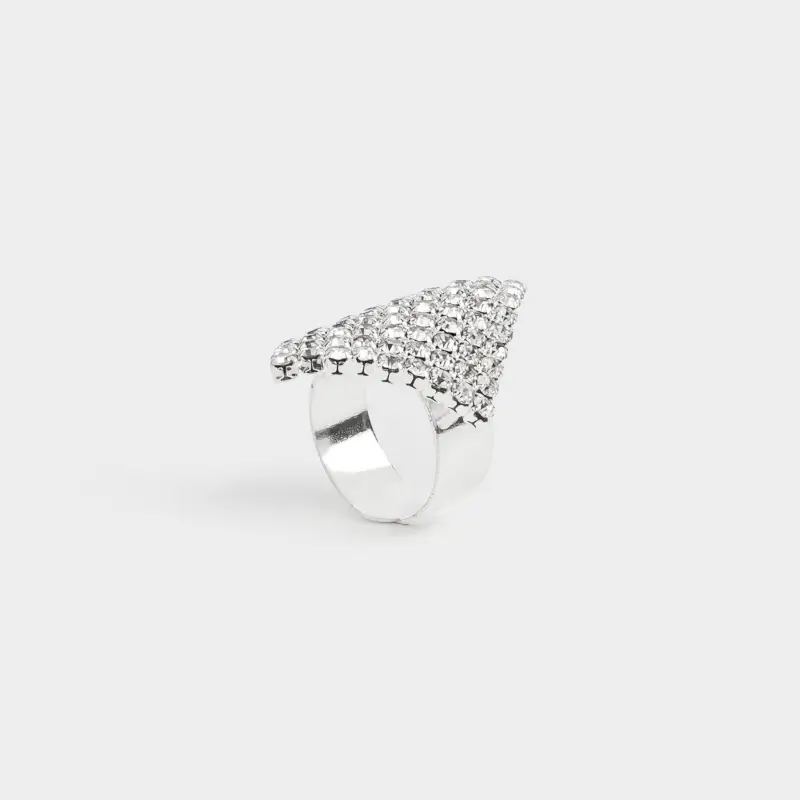 Кольцо, р. S-M, единый размер, металл, серебристое, Кристаллы, Jewelry crystal ,image-0
