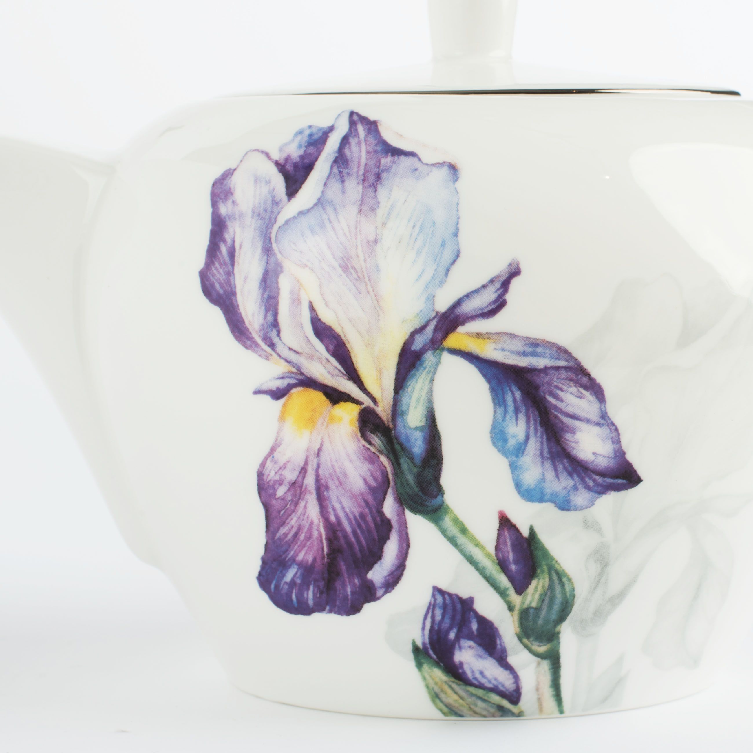 Чайник заварочный, 1,2 л, фарфор F, с серебристым кантом, Ирисы, Antarctica Flowers