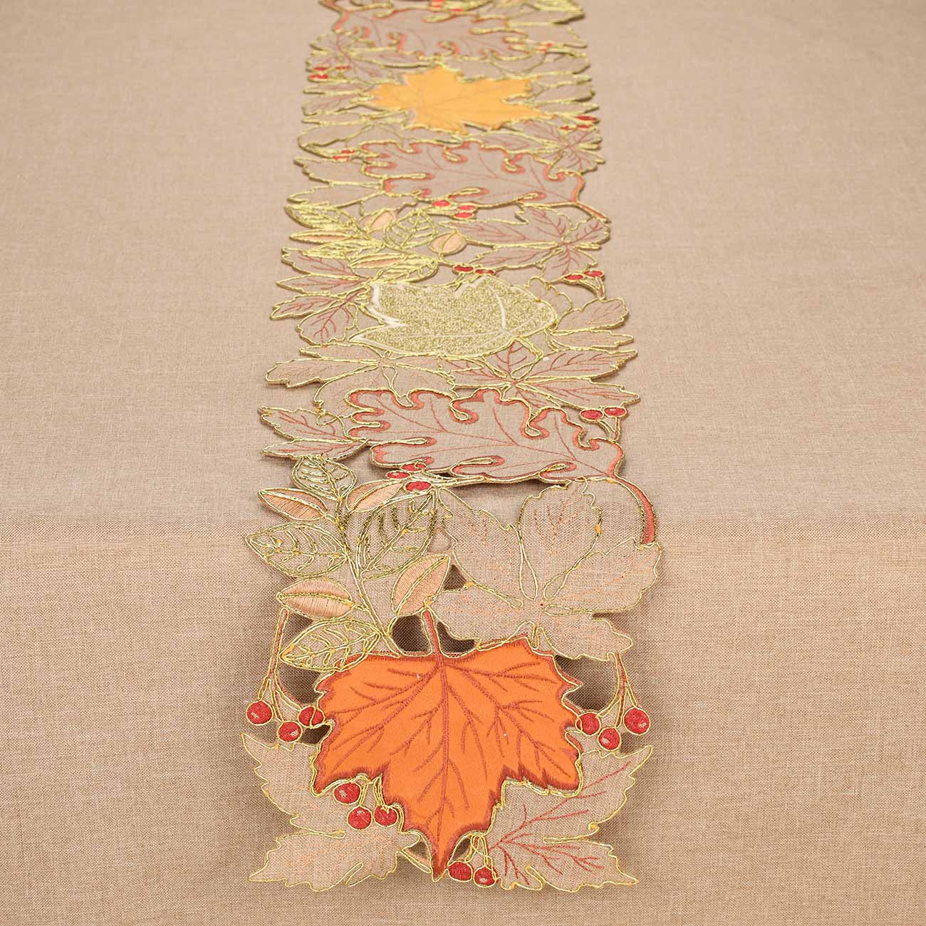 

Дорожка настольная, 20х160 см, полиэстер, коричневая, Осенние листья, Autumn bright