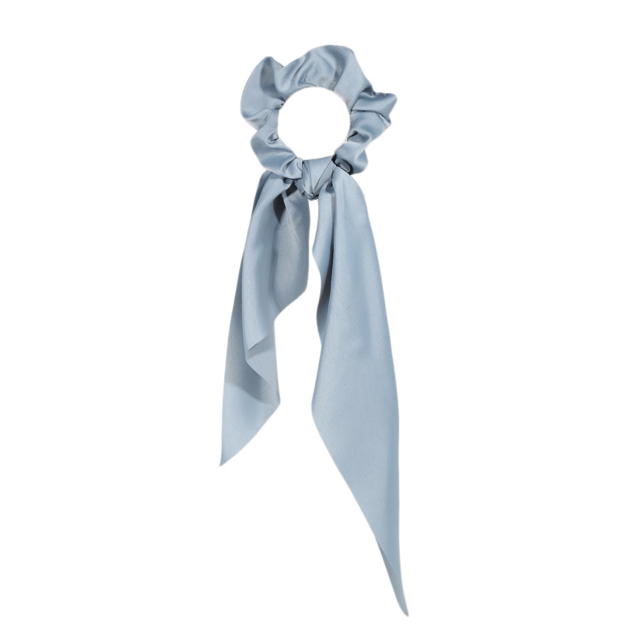 

Резинка для волос, 25 см, с лентой, сатин, серо-голубая, Silk