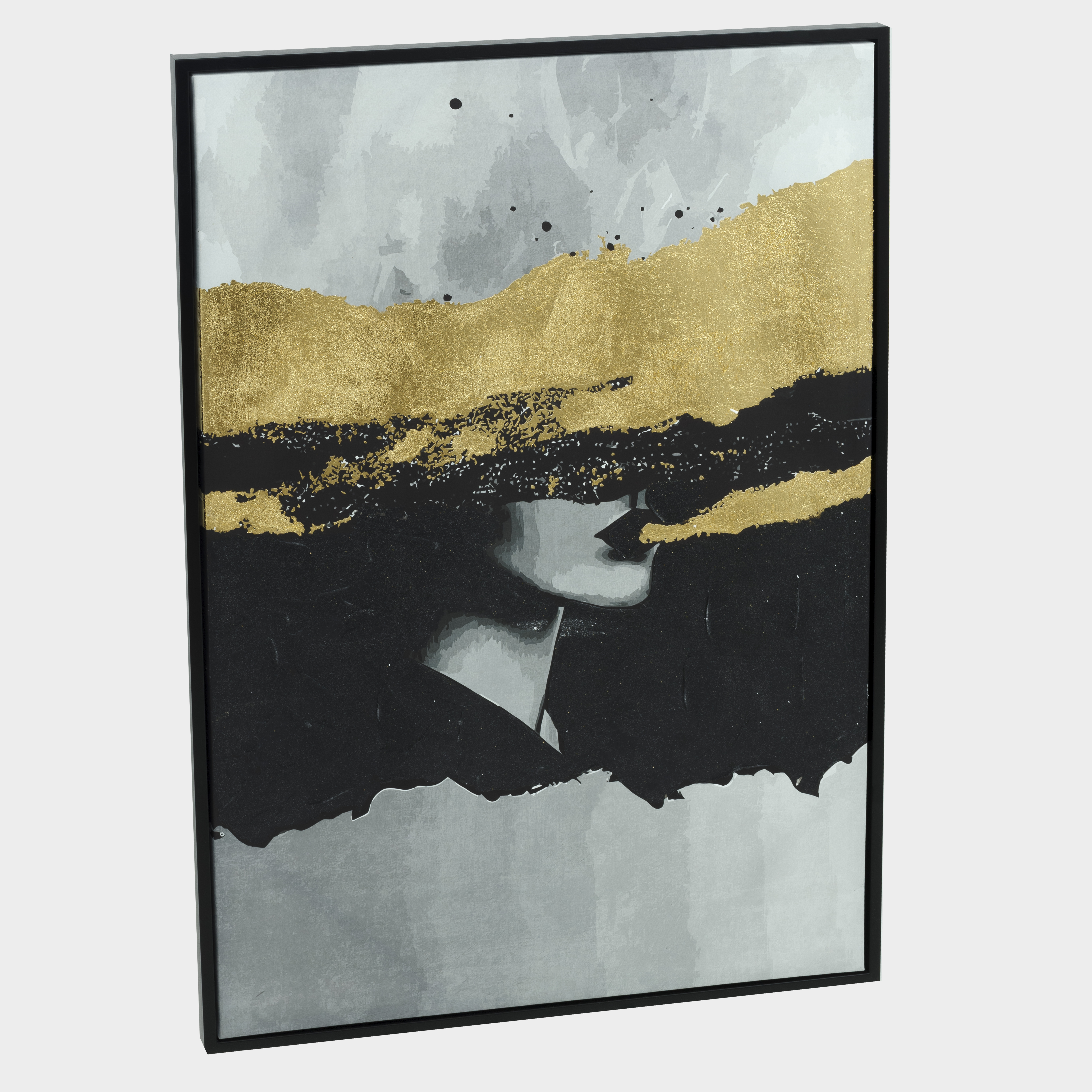 Картина в раме, 80х120 см, холст, серо-золотистая, Девушка, Abstract
