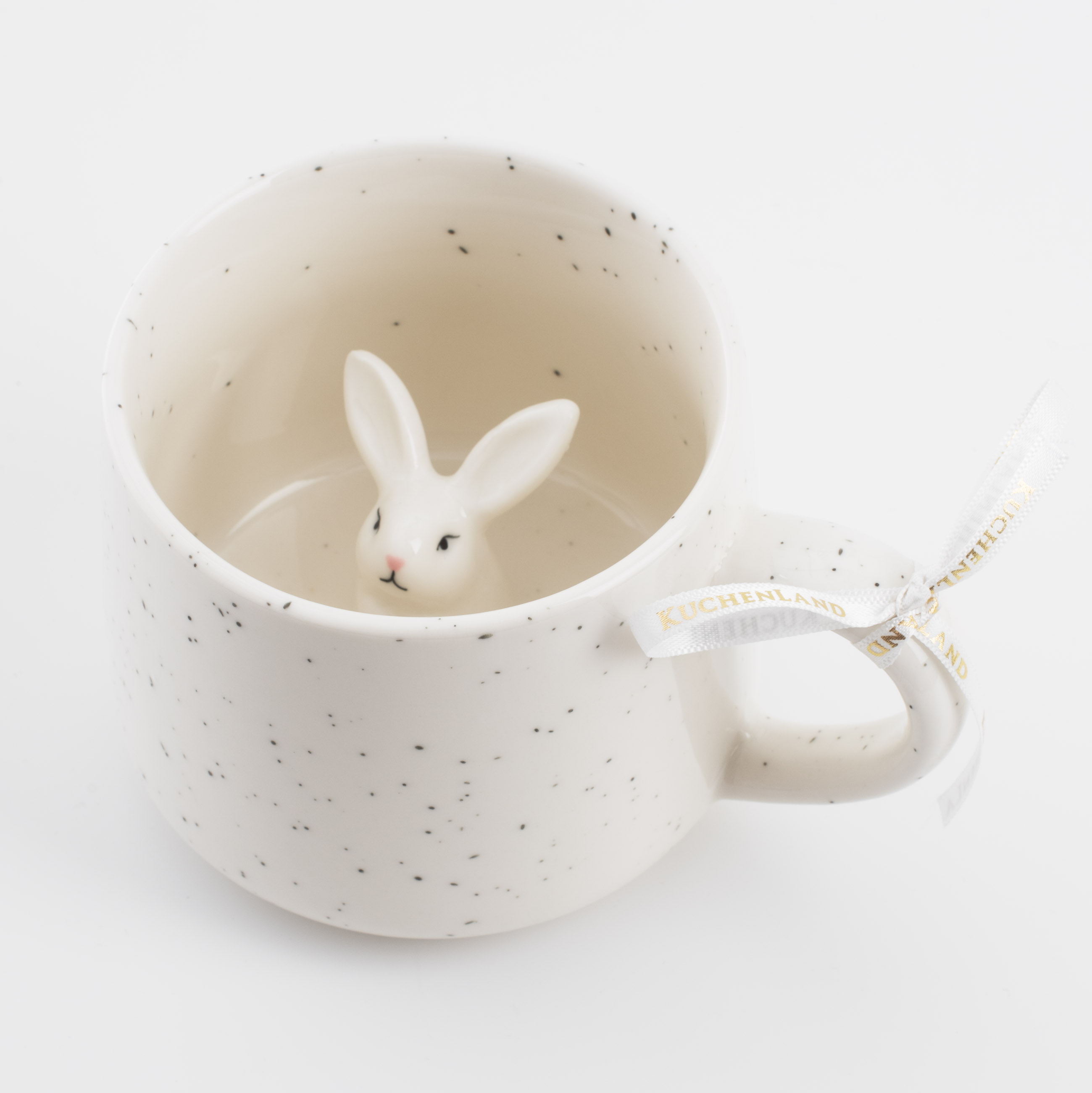 Кружка, 350 мл, керамика, белая, в крапинку, Кролик внутри, Easter изображение № 3
