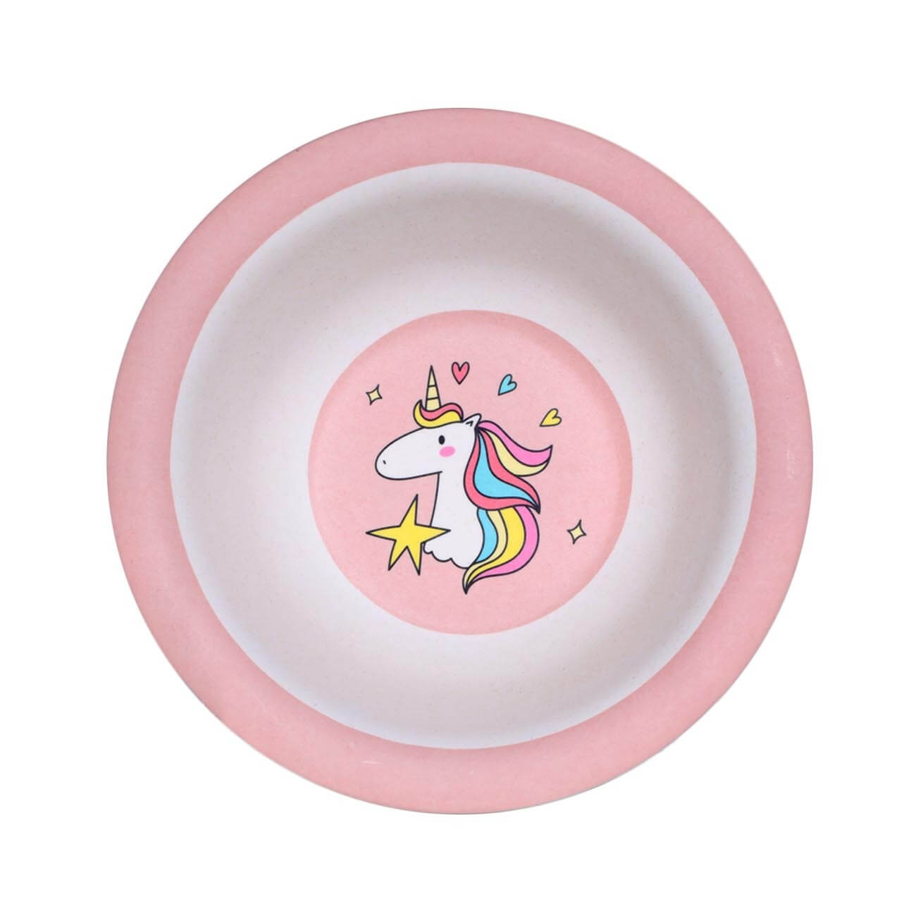 Тарелка суповая, детская, 15х4 см, бамбук, розовая, Единорог, Unicorn изображение № 1