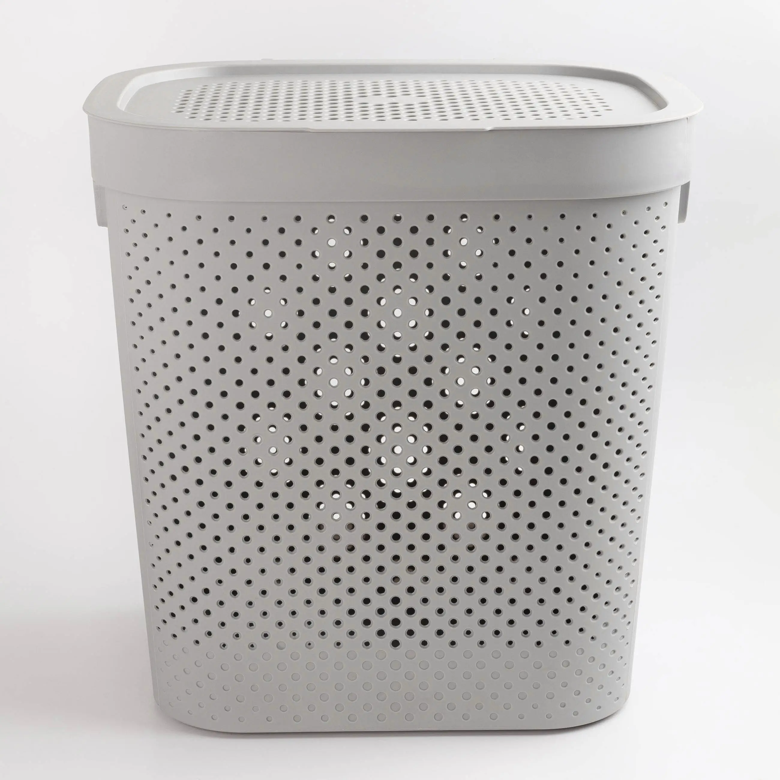 Корзина для белья, 44х35х45 см, пластик, прямоугольная, серая, Grating, image-0