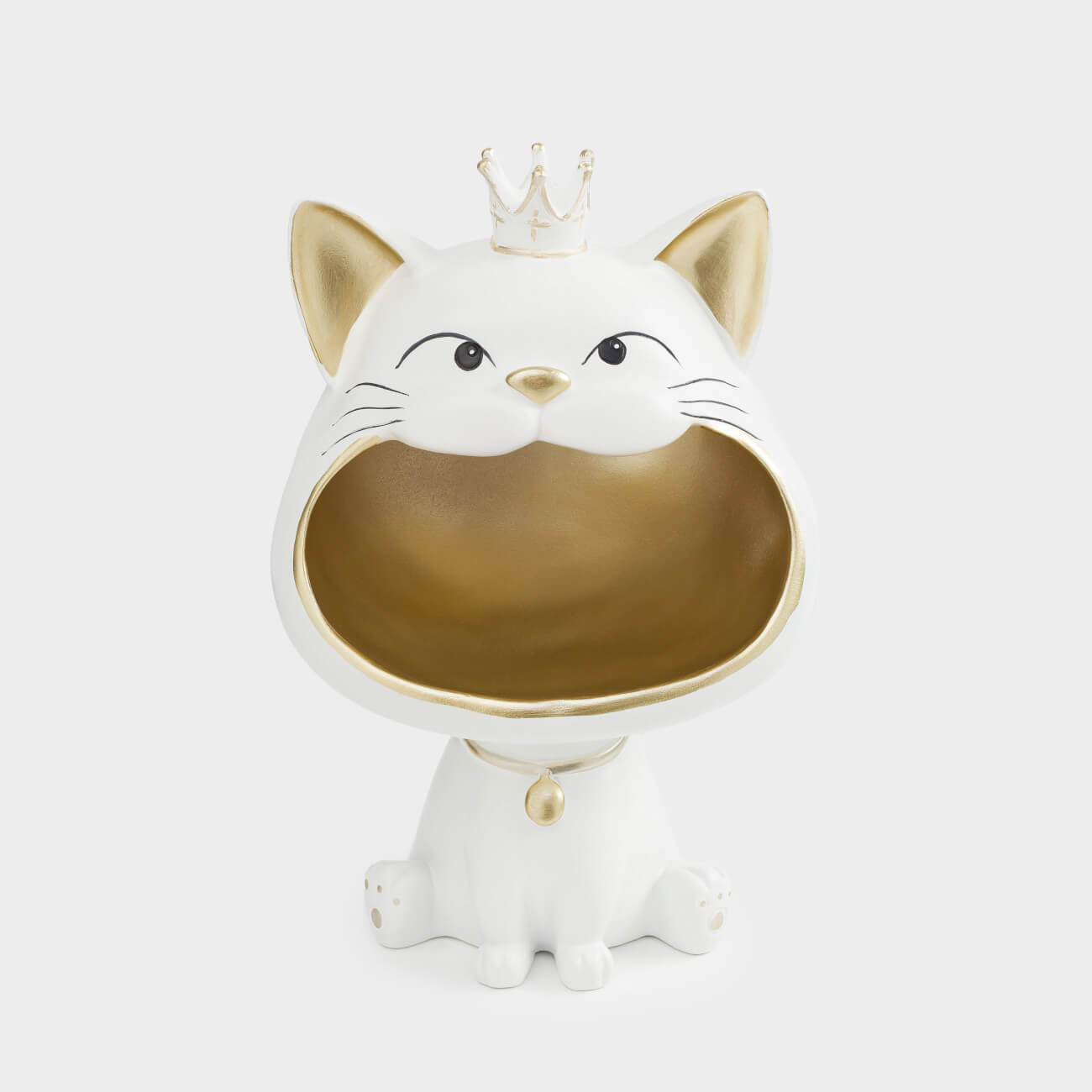 Конфетница, 27х17 см, полирезин, бежевая, Кот в короне, Cat, image-0