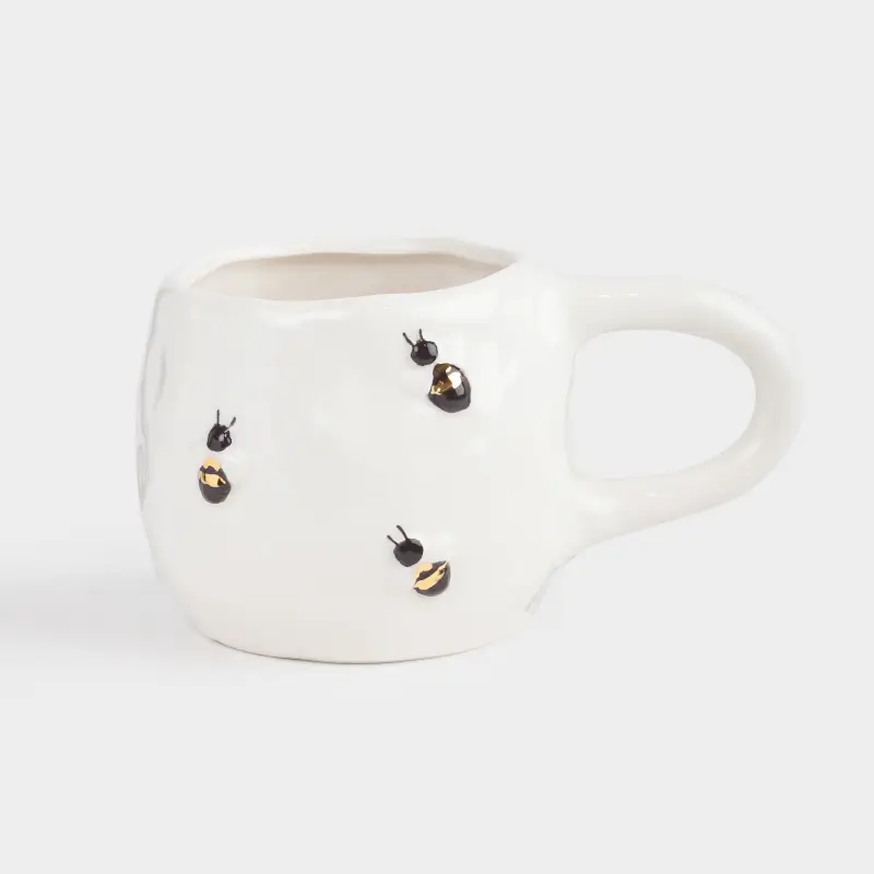 Кружка, 400 мл, керамика, молочная, Пчелы, Honey ,image-0