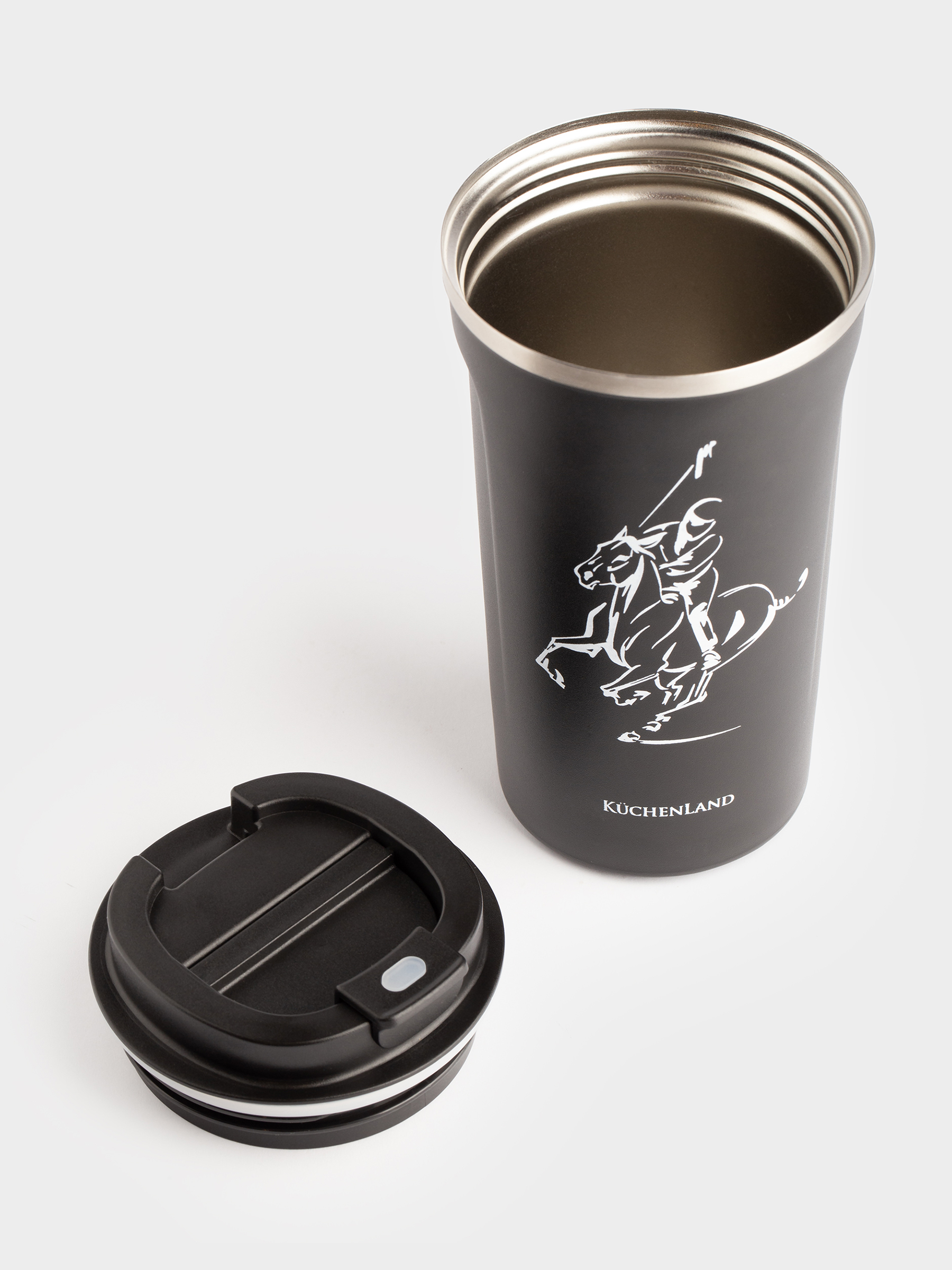Термокружка, 500 мл, сталь/пластик, черная, Конное поло, Coffee time, image-4