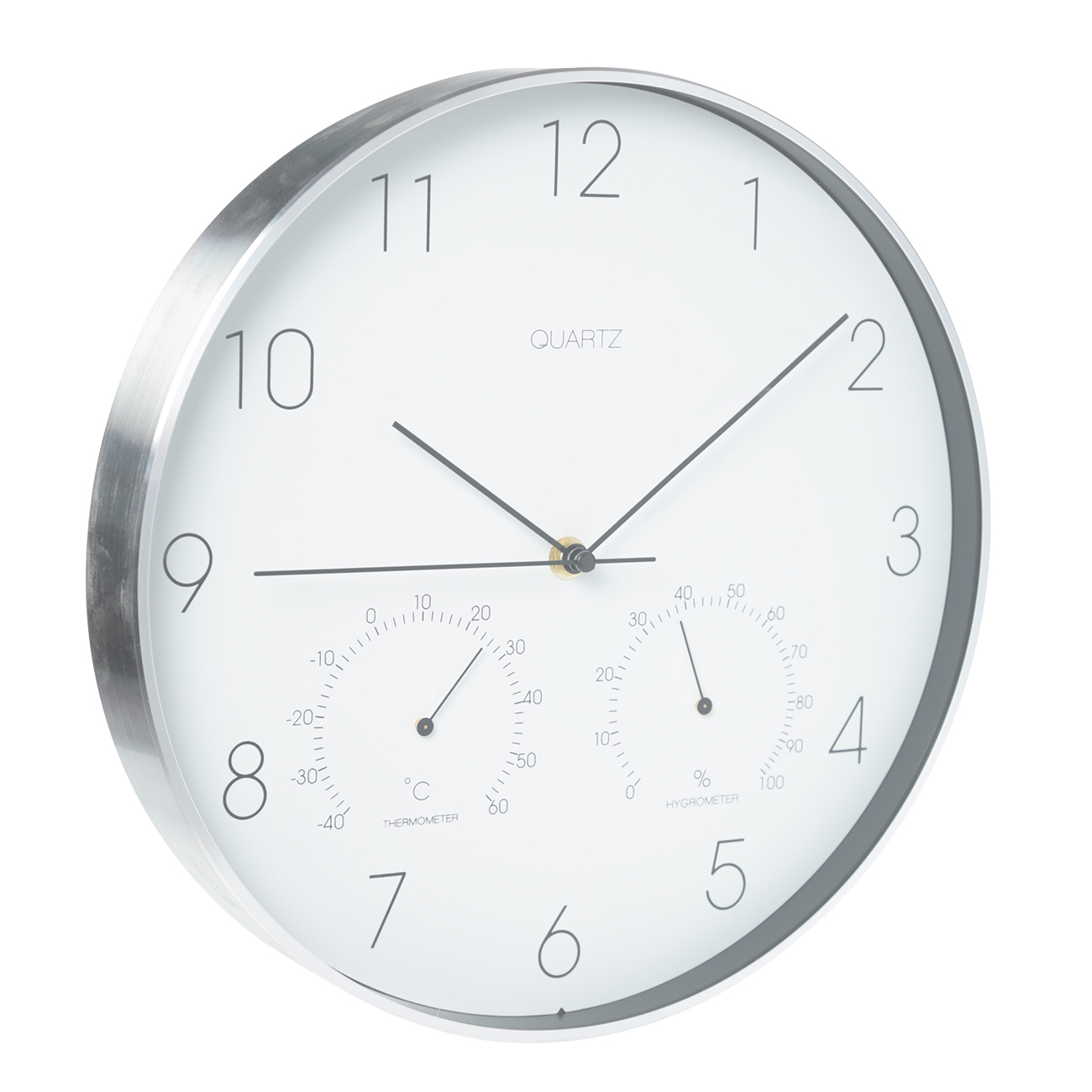 Часы настенные, 31 см, с термометром и гигрометром, пластик/стекло, круглые, белые, Dial изображение № 2