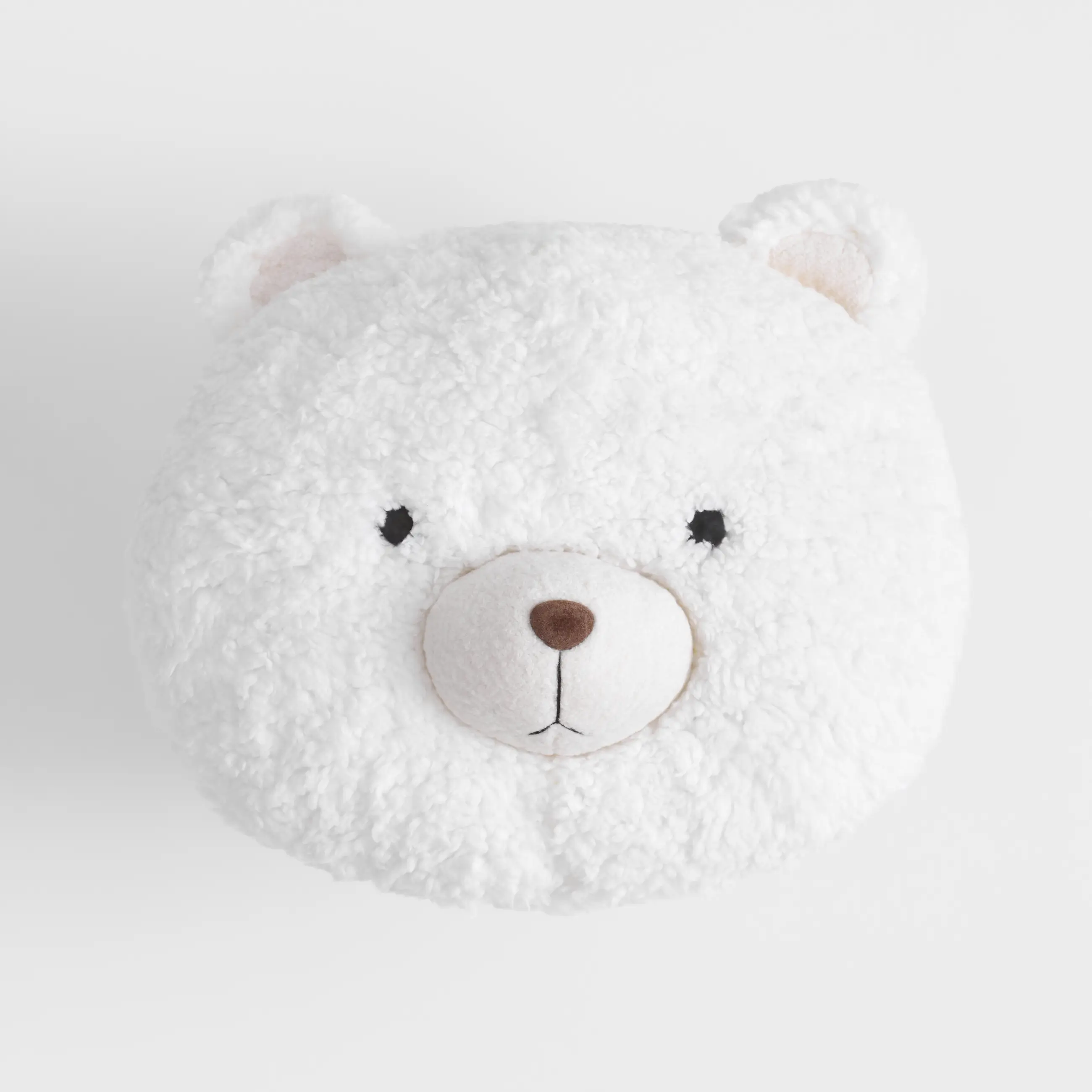 Подушка декоративная, 30х25 см, плюш, белая, Медведь, Bear