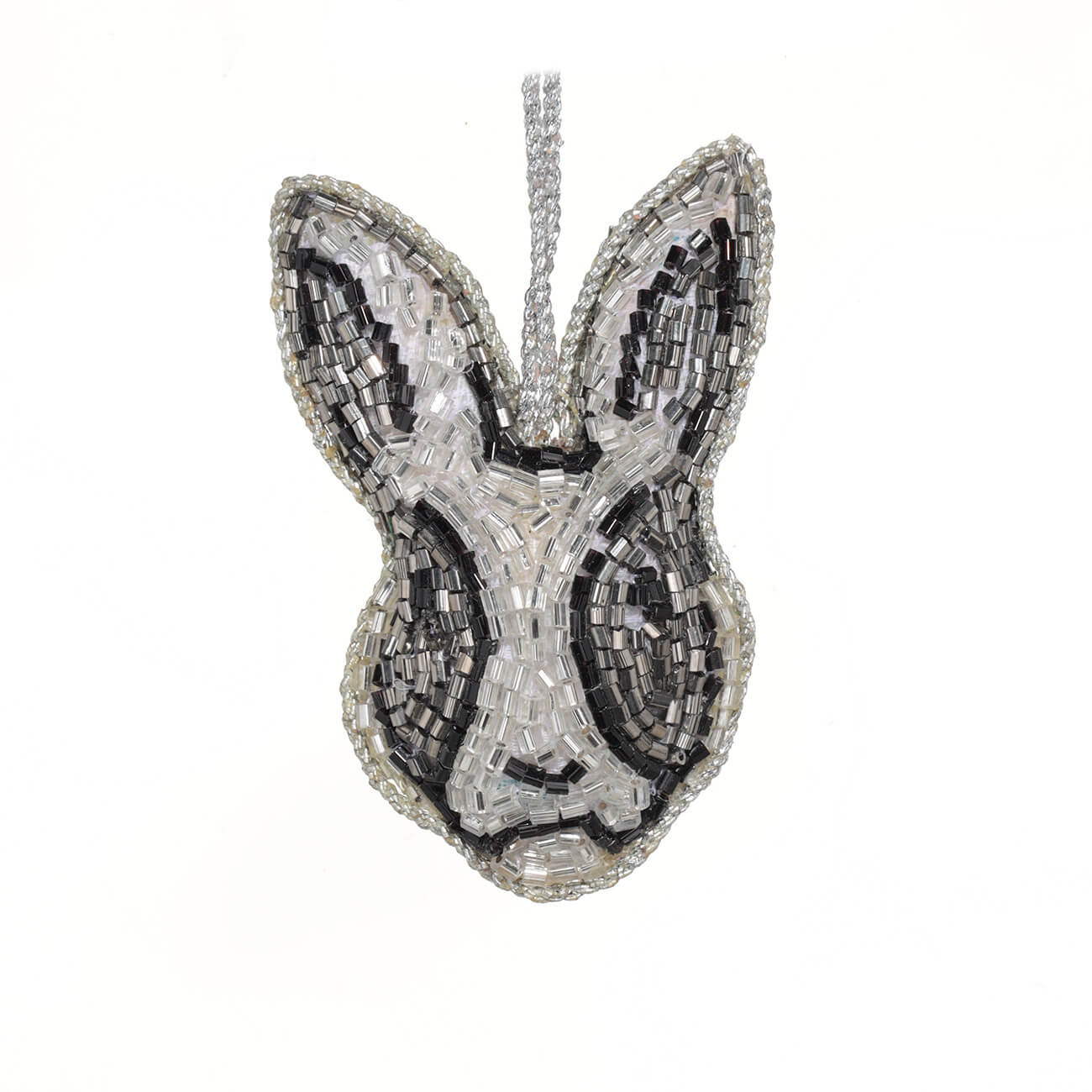 

Игрушка елочная, 9 см, бисер, серебристо-серая, Заяц, Rabbit