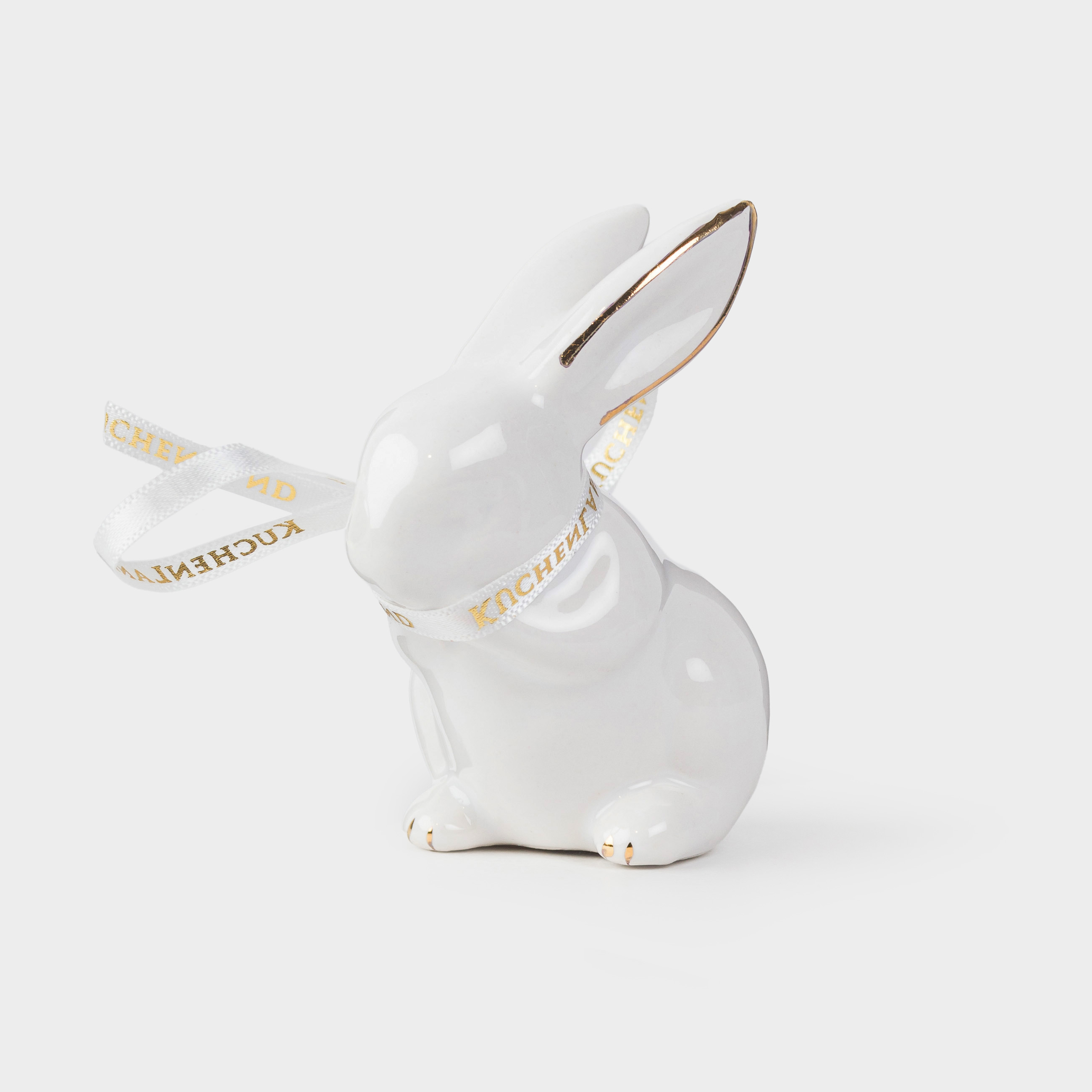 Статуэтка, 7 см, керамика, бело-золотистая, Кролик, Easter gold, image-0