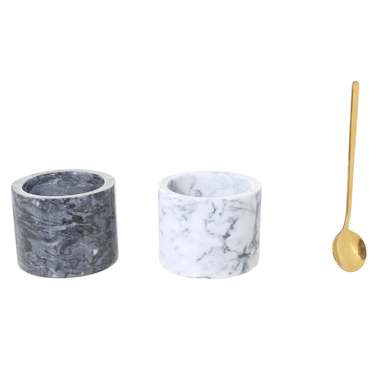 Емкость для специй, 6 см, 2 шт, с ложками, на подставке, мрамор/дерево, Marble, image-2
