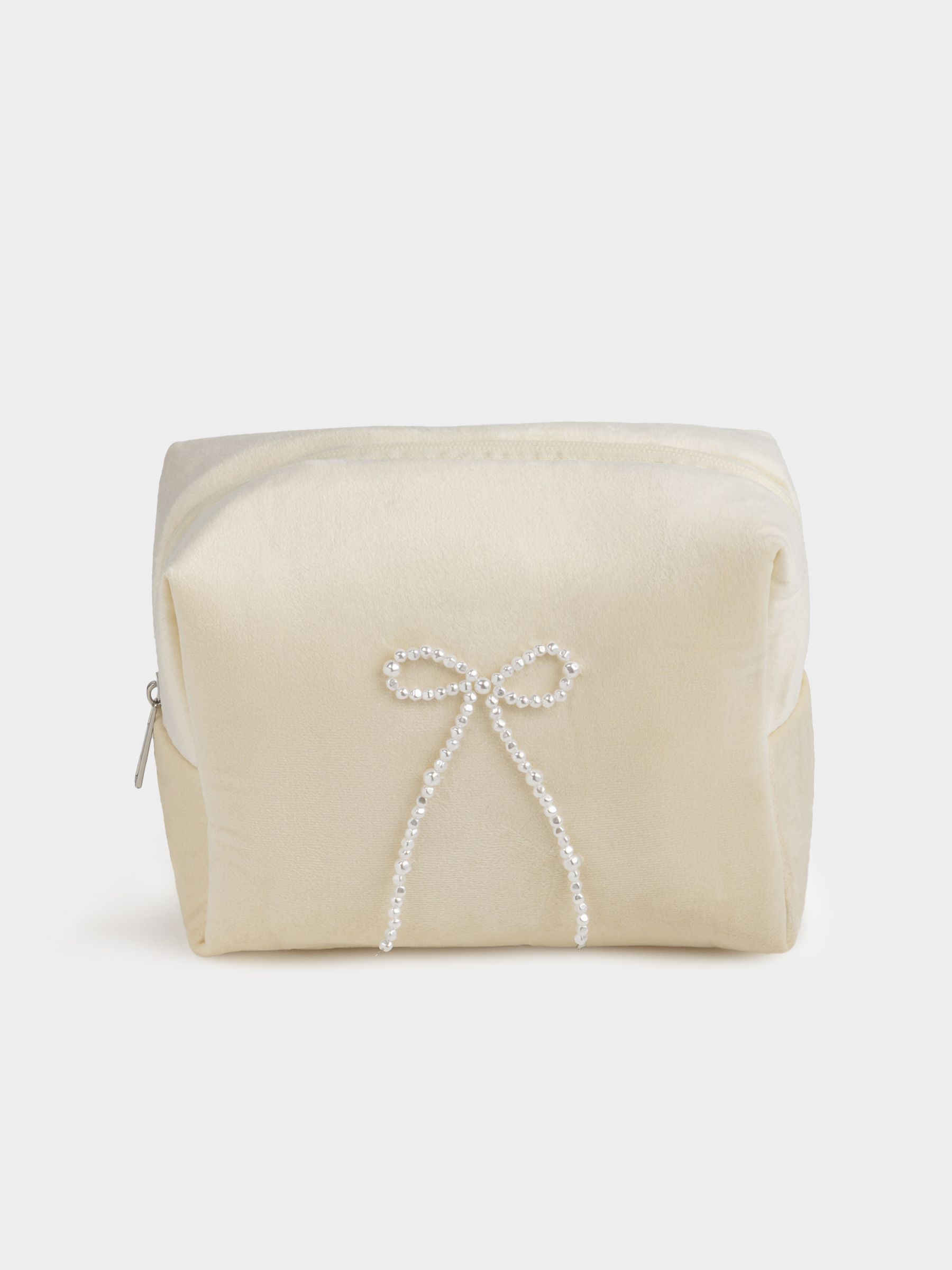 Косметичка, 20x15 см, полиэстер/пластик, молочная, Жемчужный бантик, Beauty bow, image-0
