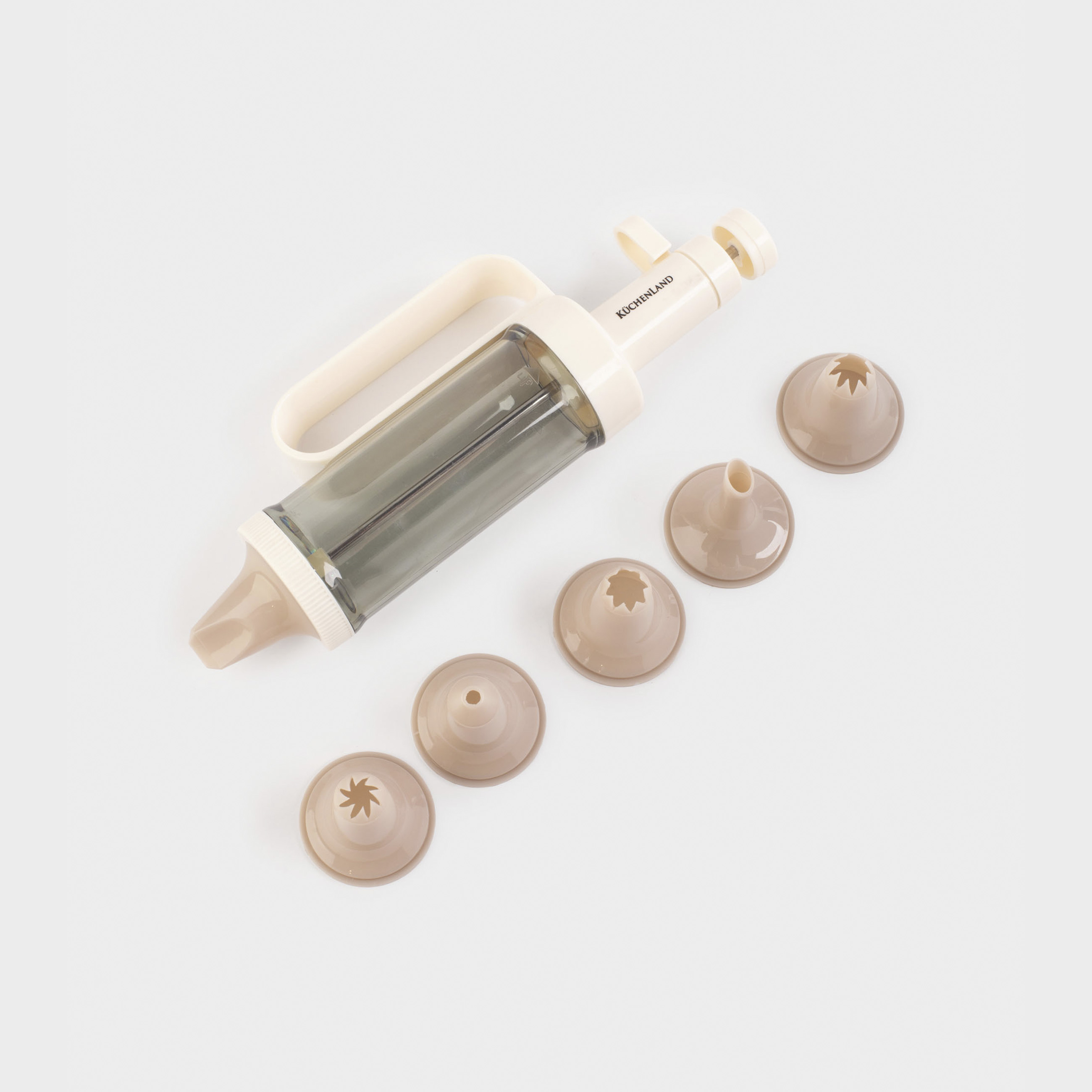 Шприц кондитерский 22 см 6 насадок пластик молочный Bakery 699₽