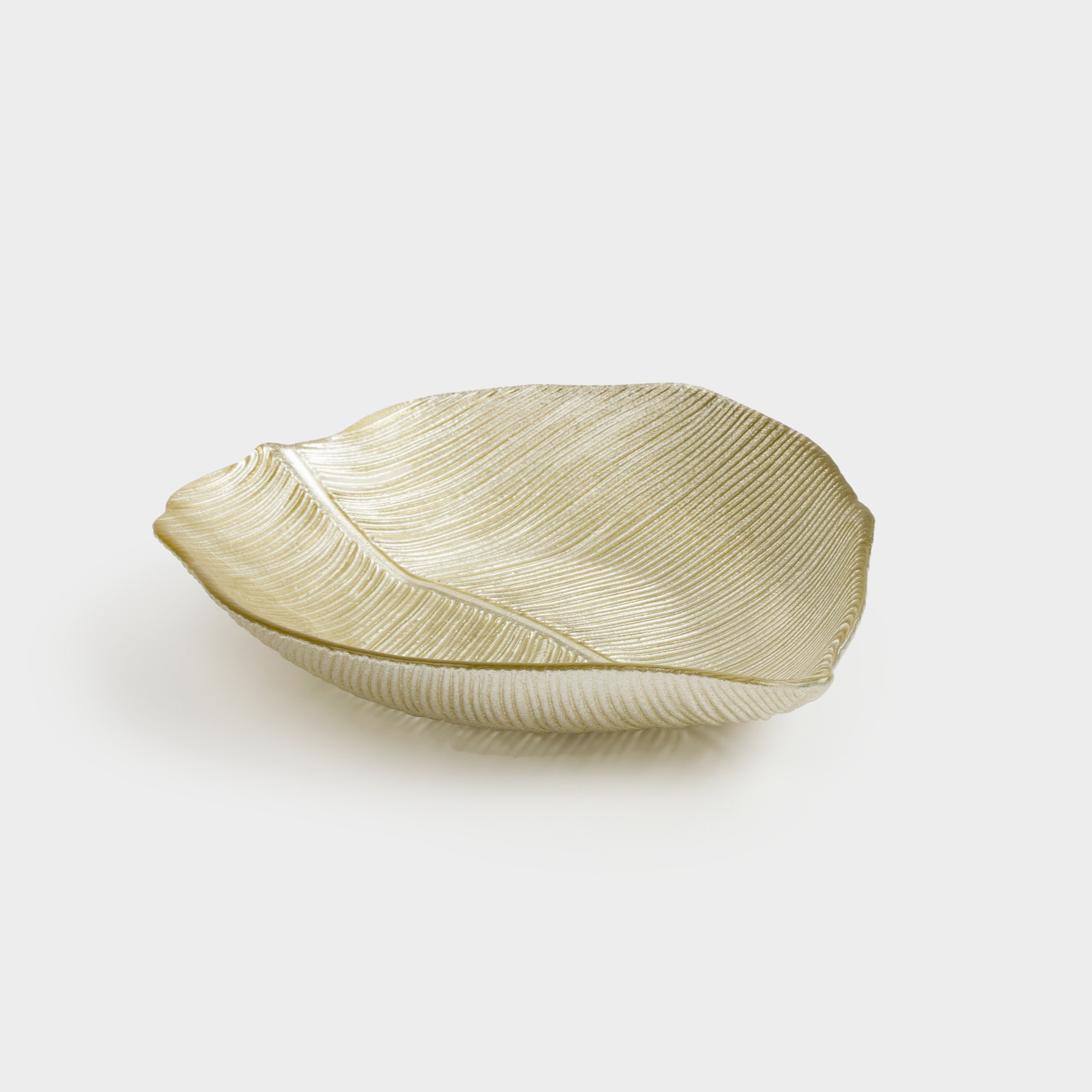 Блюдо, 15х13 см, стекло, золотистое, Тропический лист, Hosta