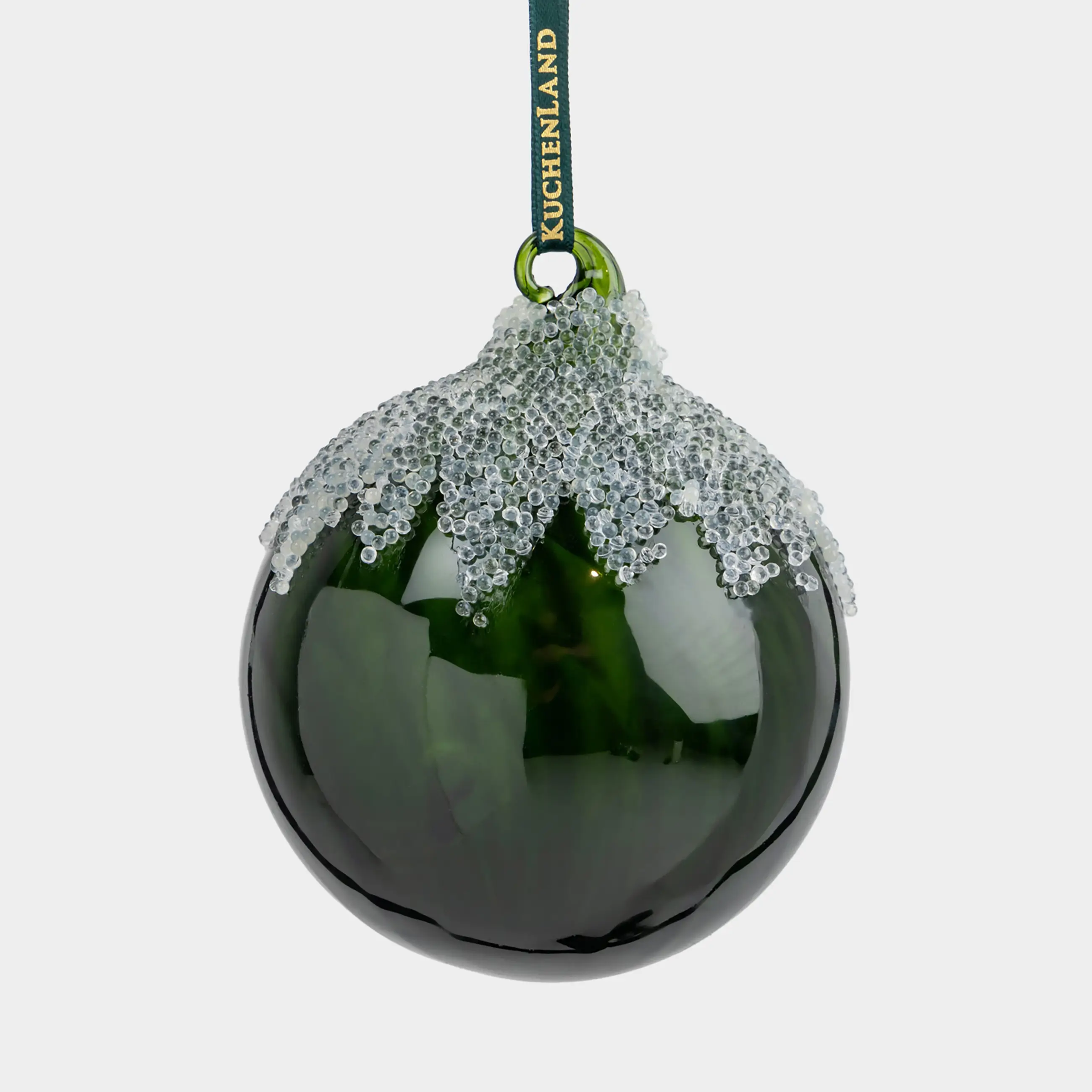 Игрушка елочная, 8 см, стекло, зеленая, Шар с изморозью, Ball sparkle