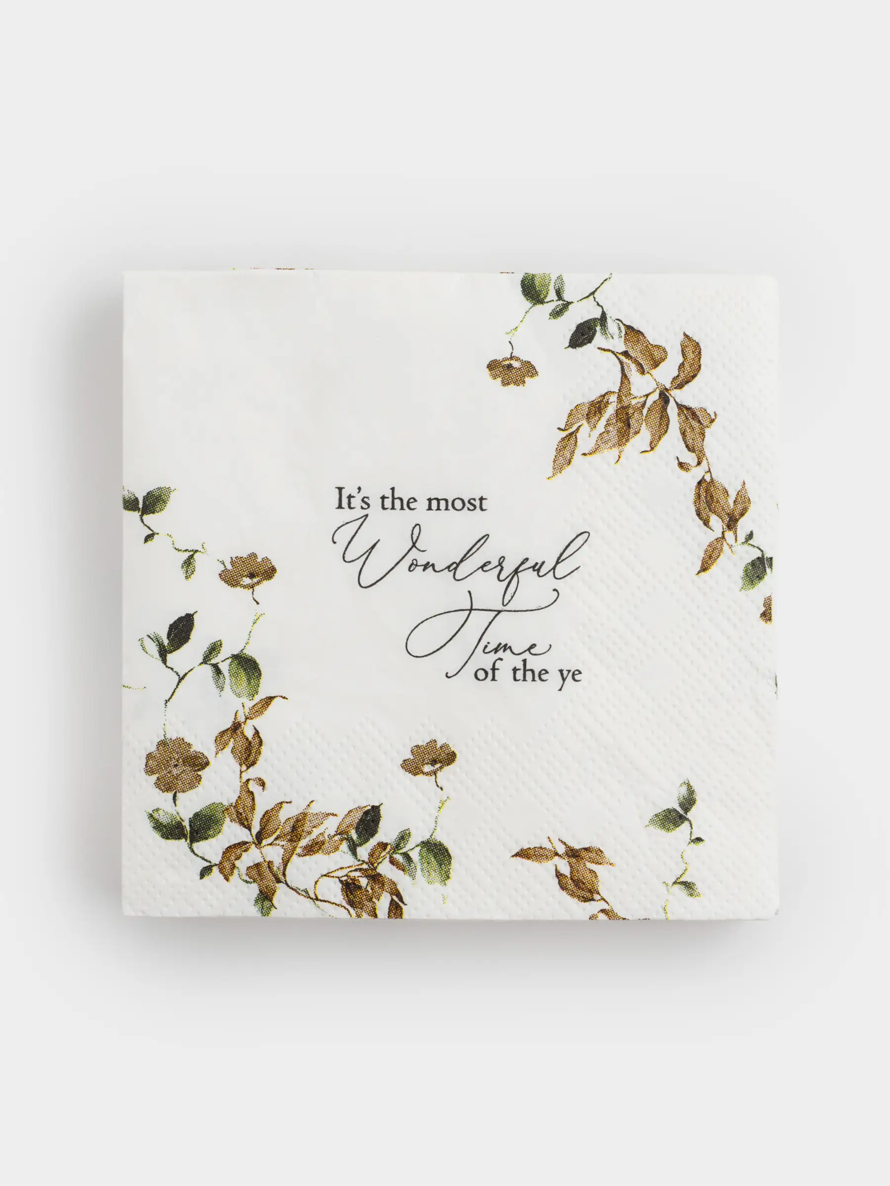 Салфетки бумажные, 21х21 см, 20 шт, квадратные, белые, Осенние цветы, Refined floral