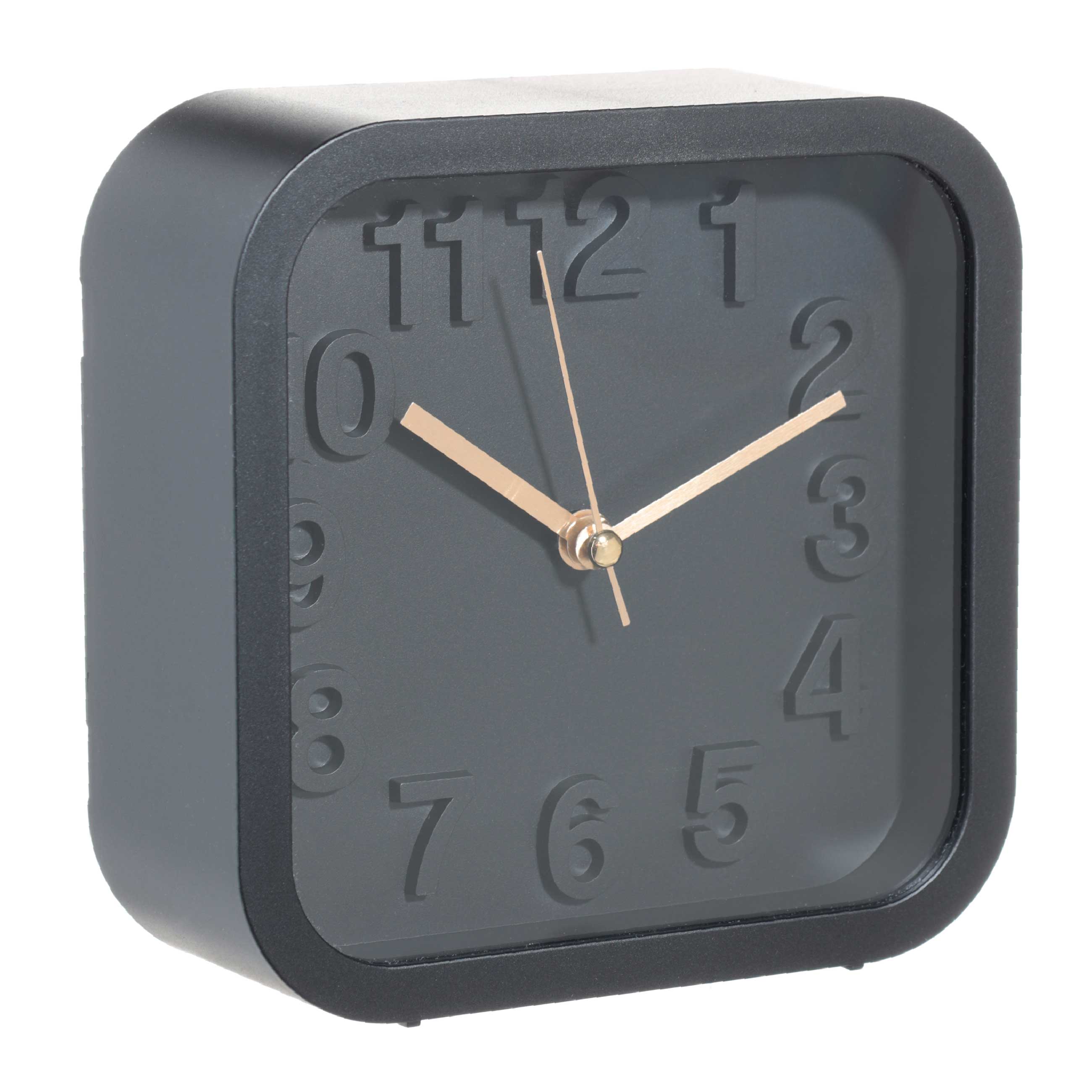 Часы-будильник, 13 см, пластик/стекло, квадратные, черные, Dial изображение № 2