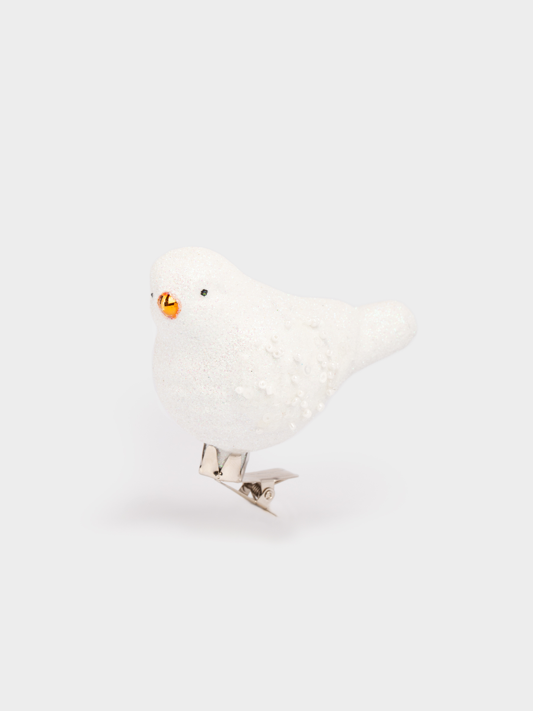 Игрушка елочная, 9 см, на клипсе, стекло/металл, белая, Птичка, Figure sparkle, image-0