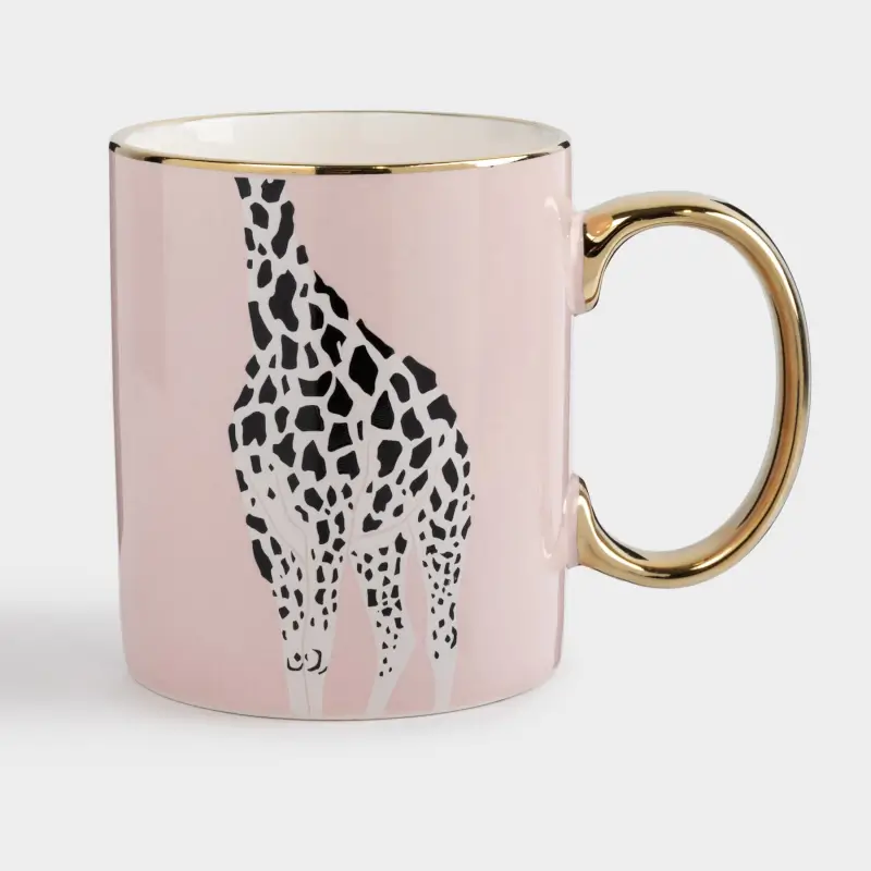 Кружка, 350 мл, фарфор N, розово-золотистая, Жираф, Giraffe, image-0