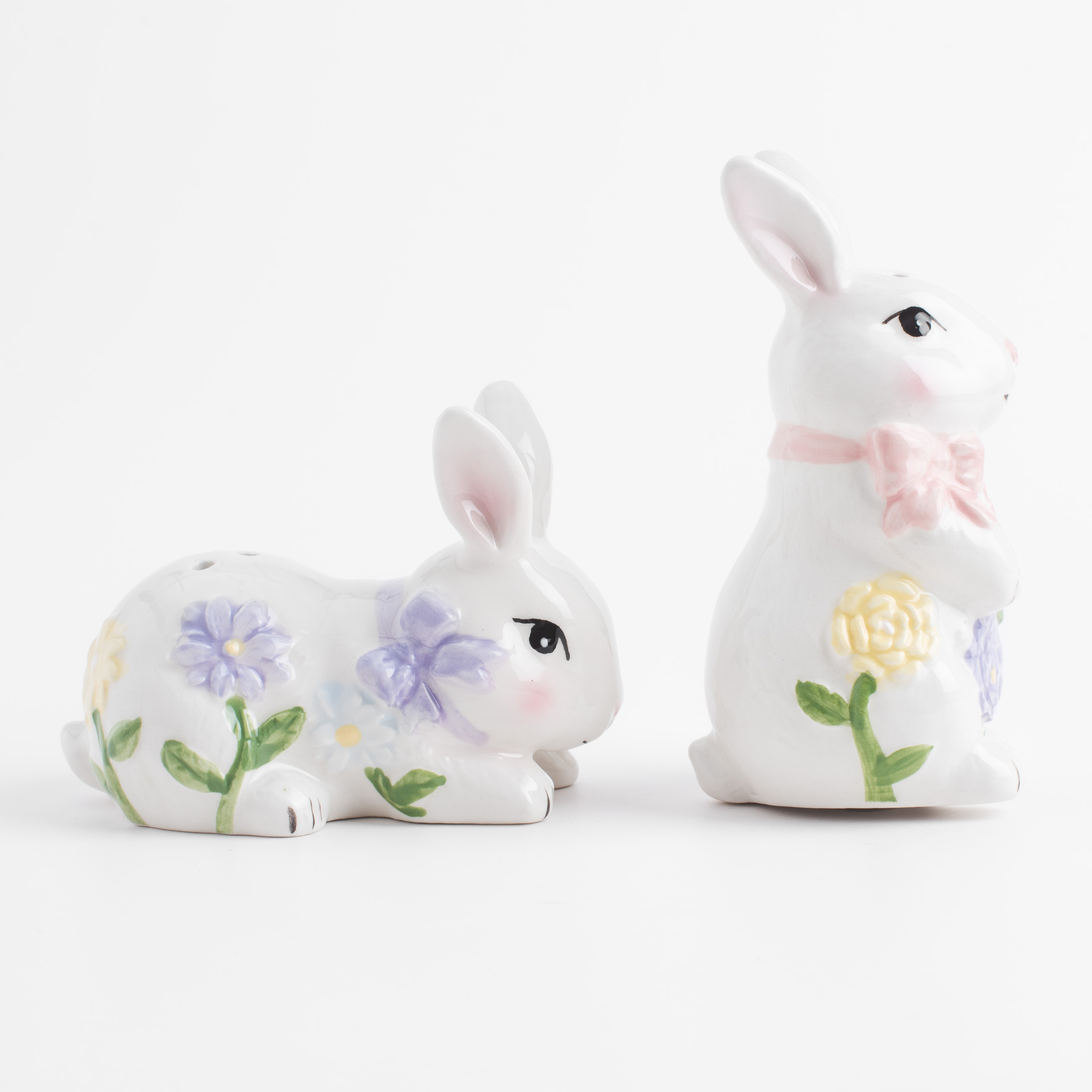 Набор для соли и перца, 11 см, керамика, белый, Кролики с цветами, Easter изображение № 3