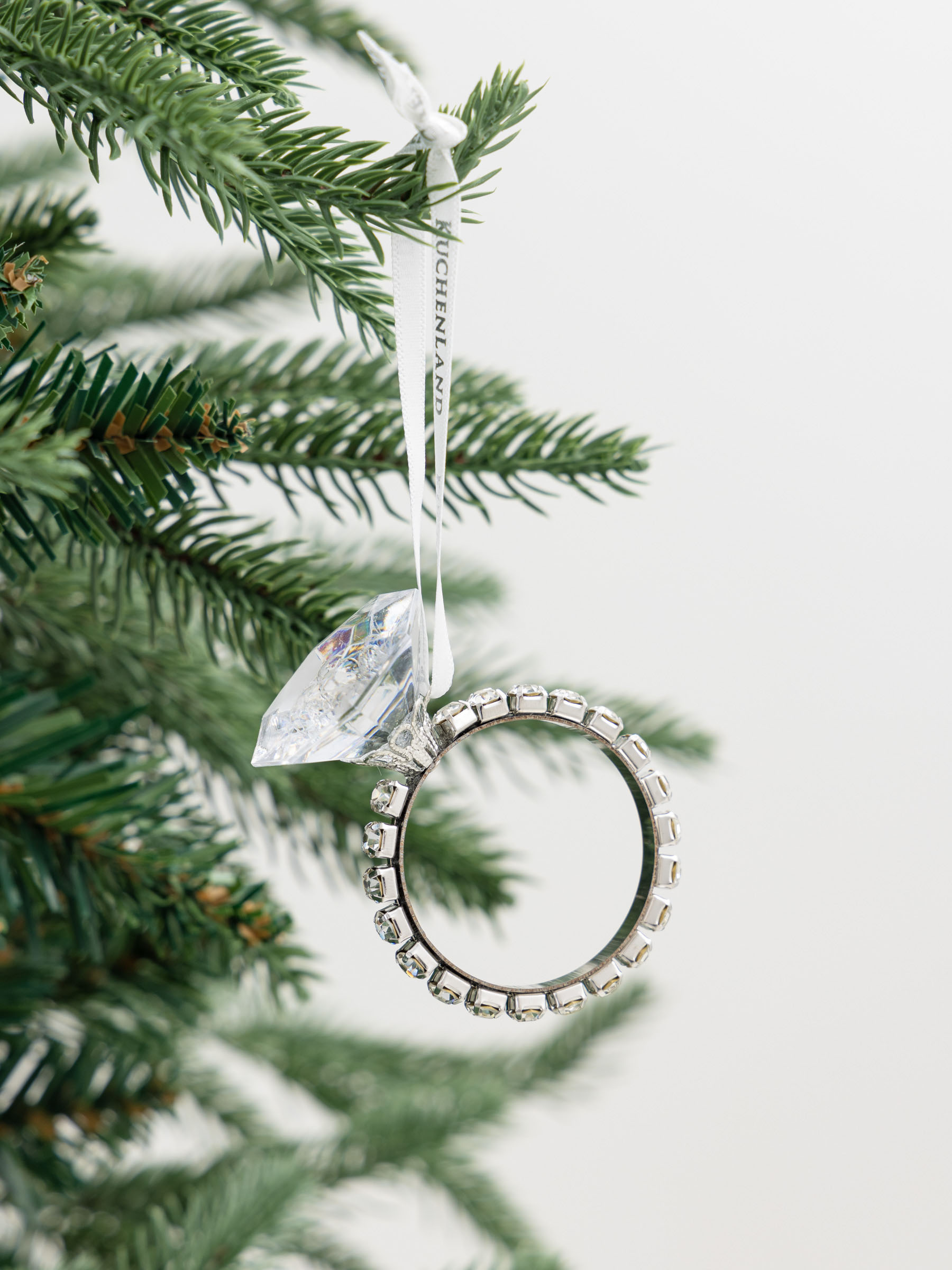 Игрушка елочная, 6 см, акрил/сталь, Кольцо с кристаллом, Ice crystal, image-2