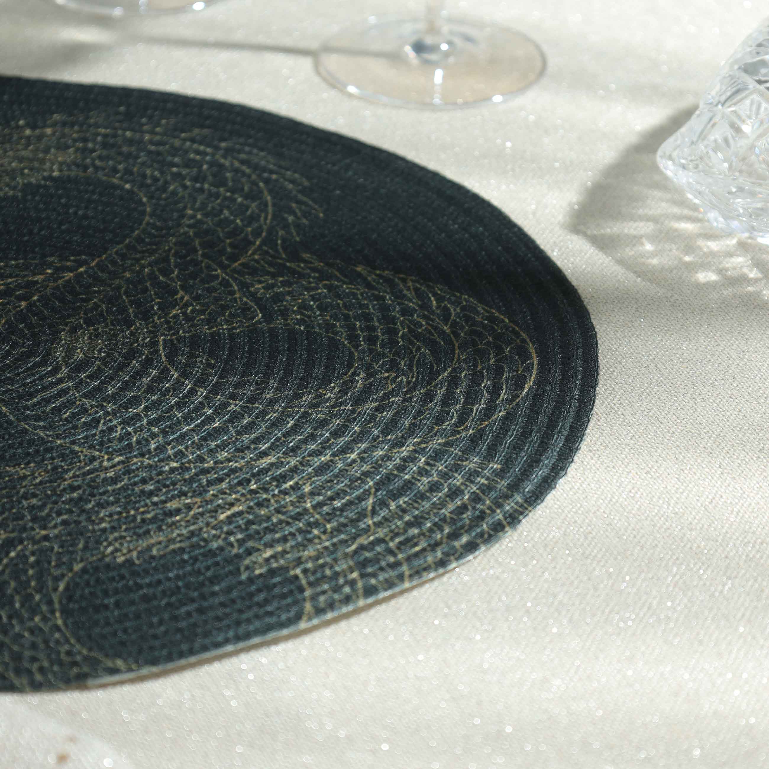 Салфетка под приборы, 38 см, полиэстер, круглая, черная, Дракон, Rotary print изображение № 4